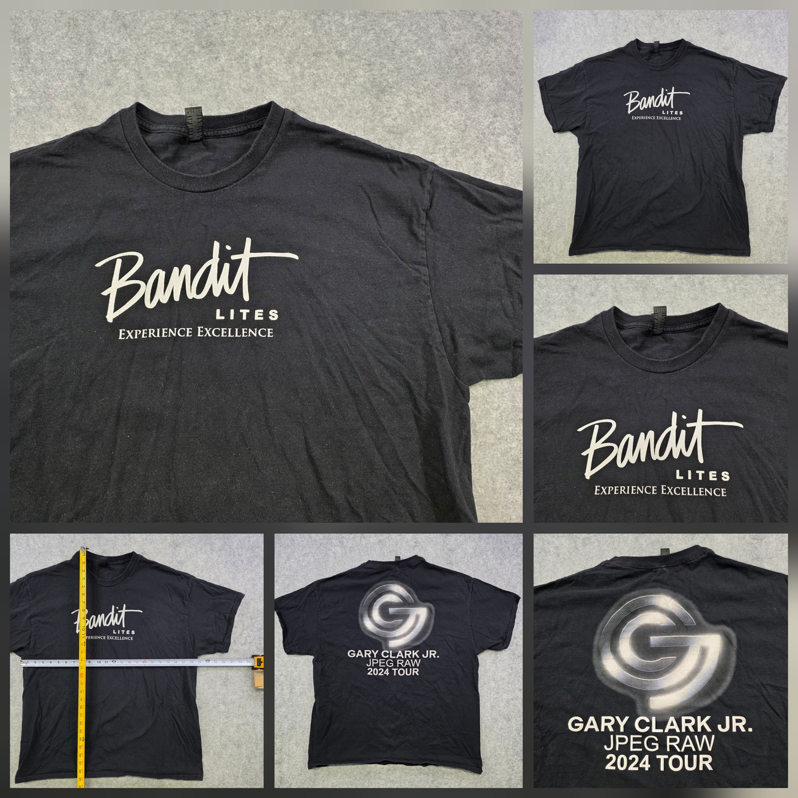 Gary Clark Jr Bandit Lites T Shirt Mens XL Black JPEG RAW 2024 Tour Gildan Tee
