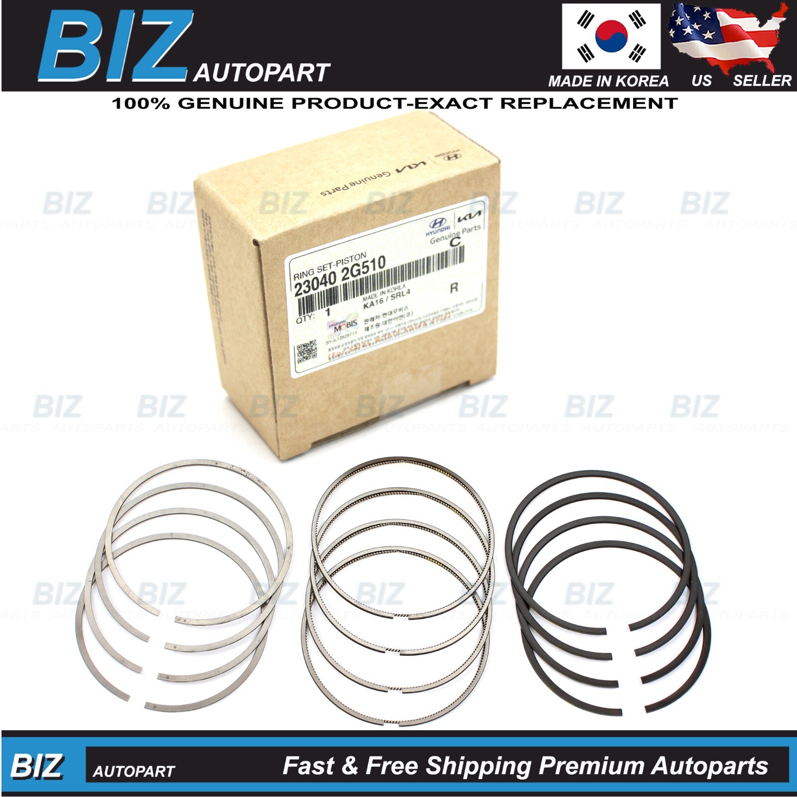 Genuine Piston Rings for 2013-2022 Hyundai Kia 2.0L 2.4L Models 23040-2G510