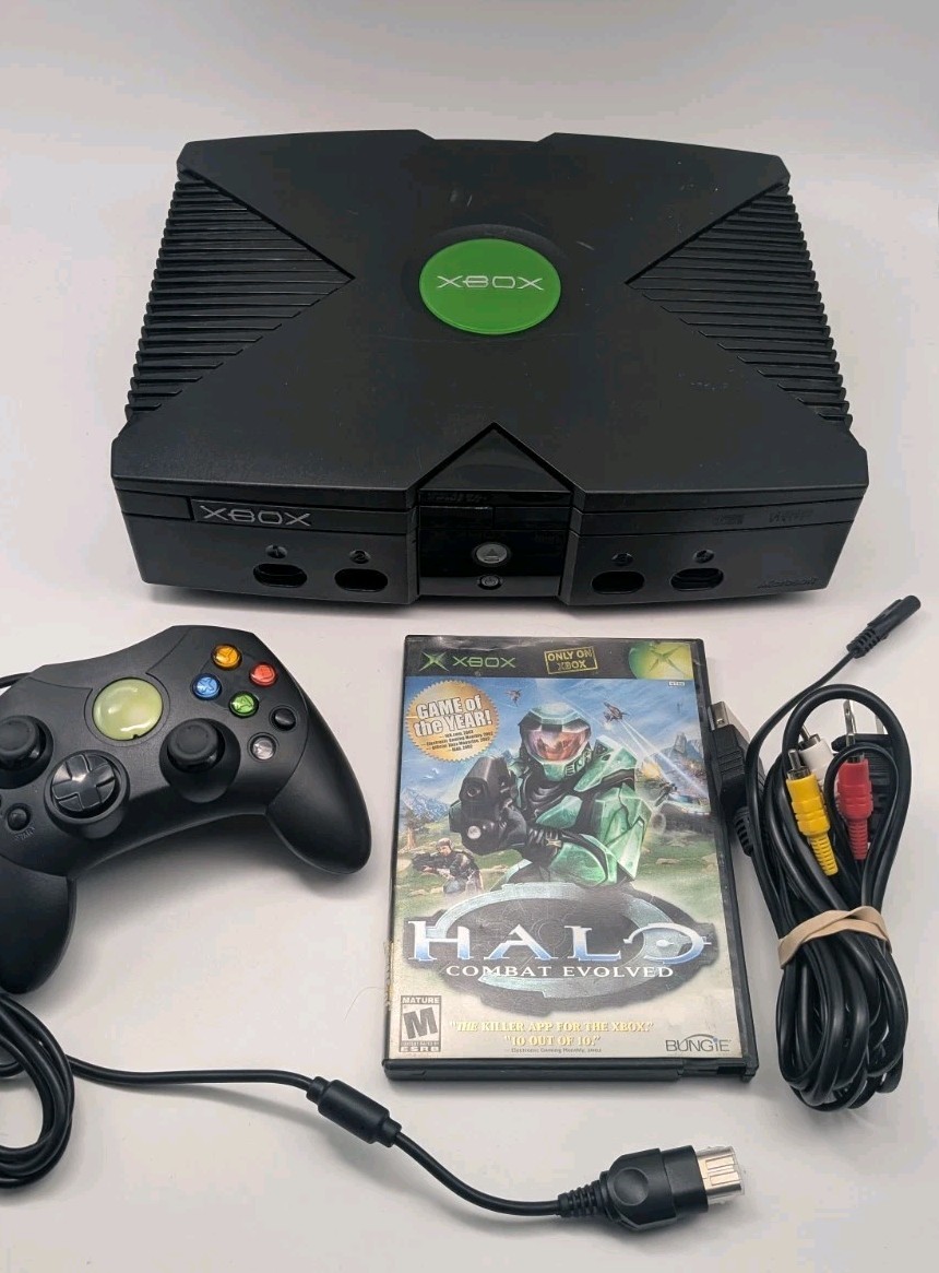 Original Microsoft Xbox OG Black Console With Controller Game Tested Read Descri Original Microsoft Xbox OG Black Console With Controller Game Tested Read Descri