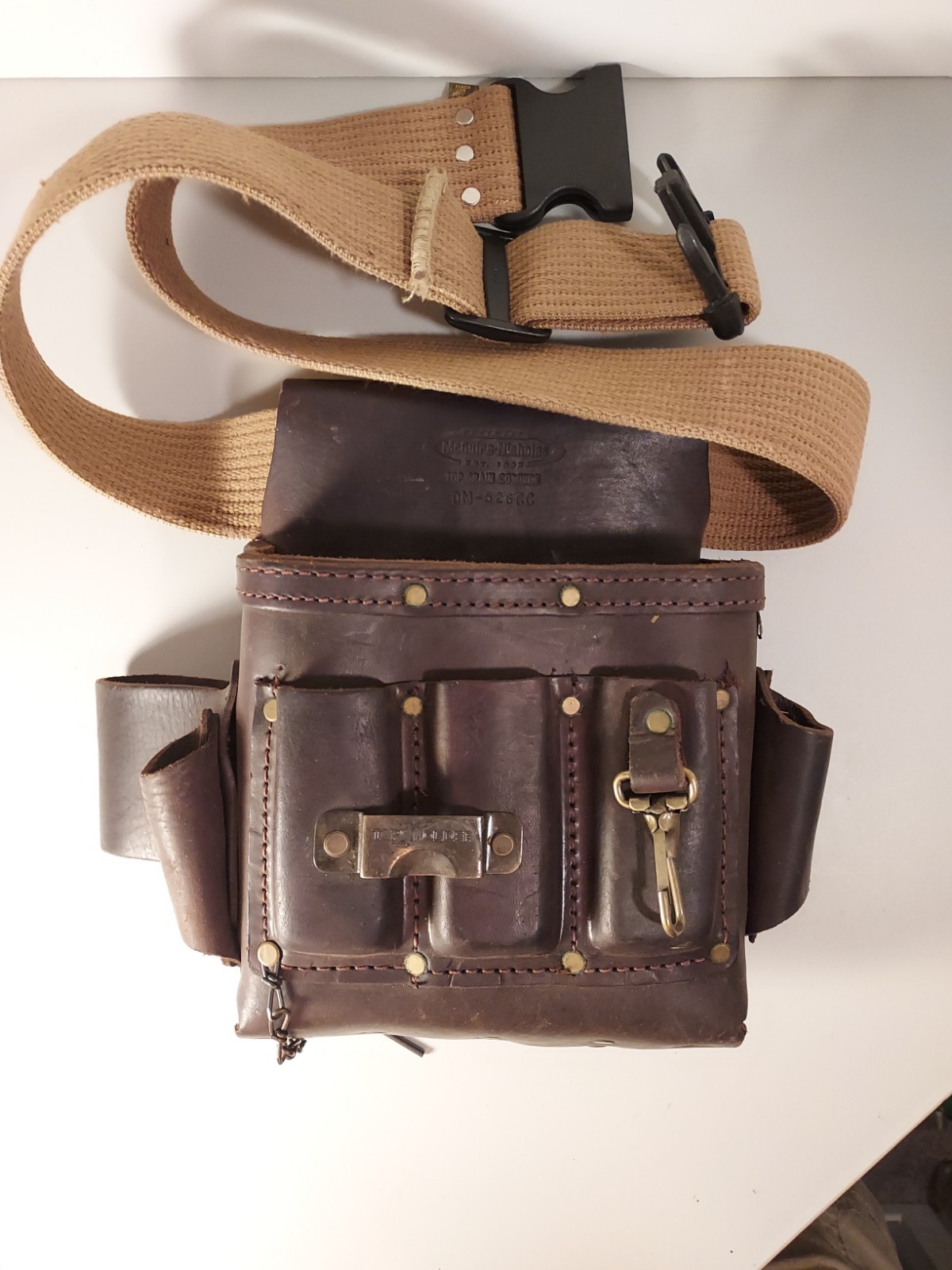 McGuire-Nicholas 526CC Brown Professional Electrician Pouch W/Belt Oil Leather 