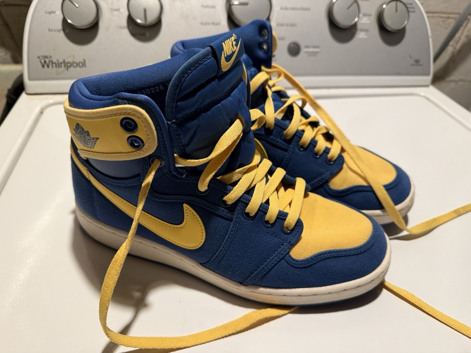 Jordan One AJKO Yellow and Blue Hightop Canvas Nike Jordan One AJKO Yellow and Blue Hightop Canvas Nike