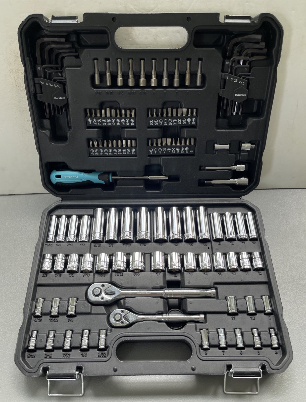 DuraTech 121 Mechanics Tool Set  SAE & Metric 1/4” Drive & 3/8” Drive w/ Case