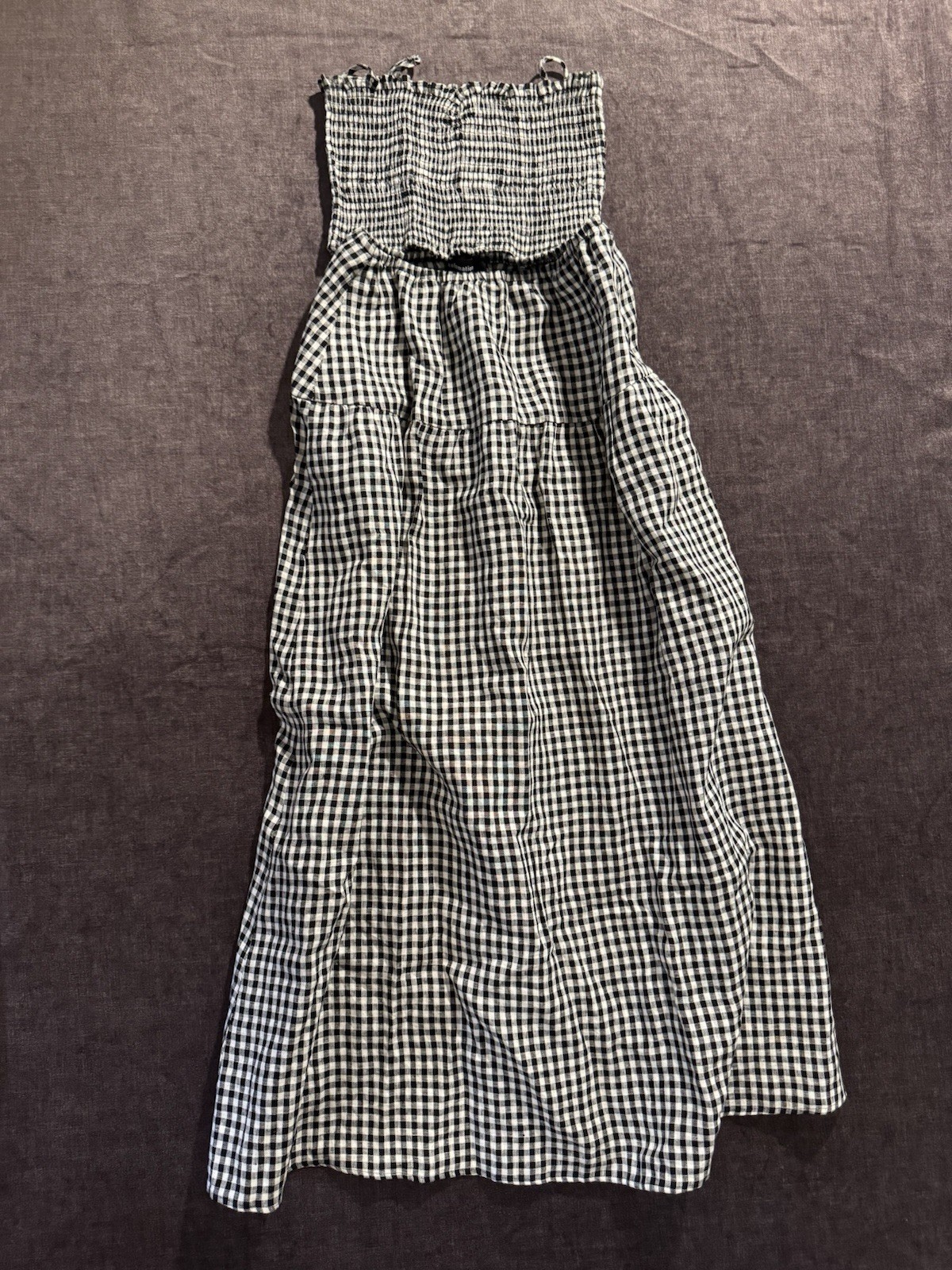 Reformation Large 100% Linen Ghingham Check 2 Piece Blk & Wht