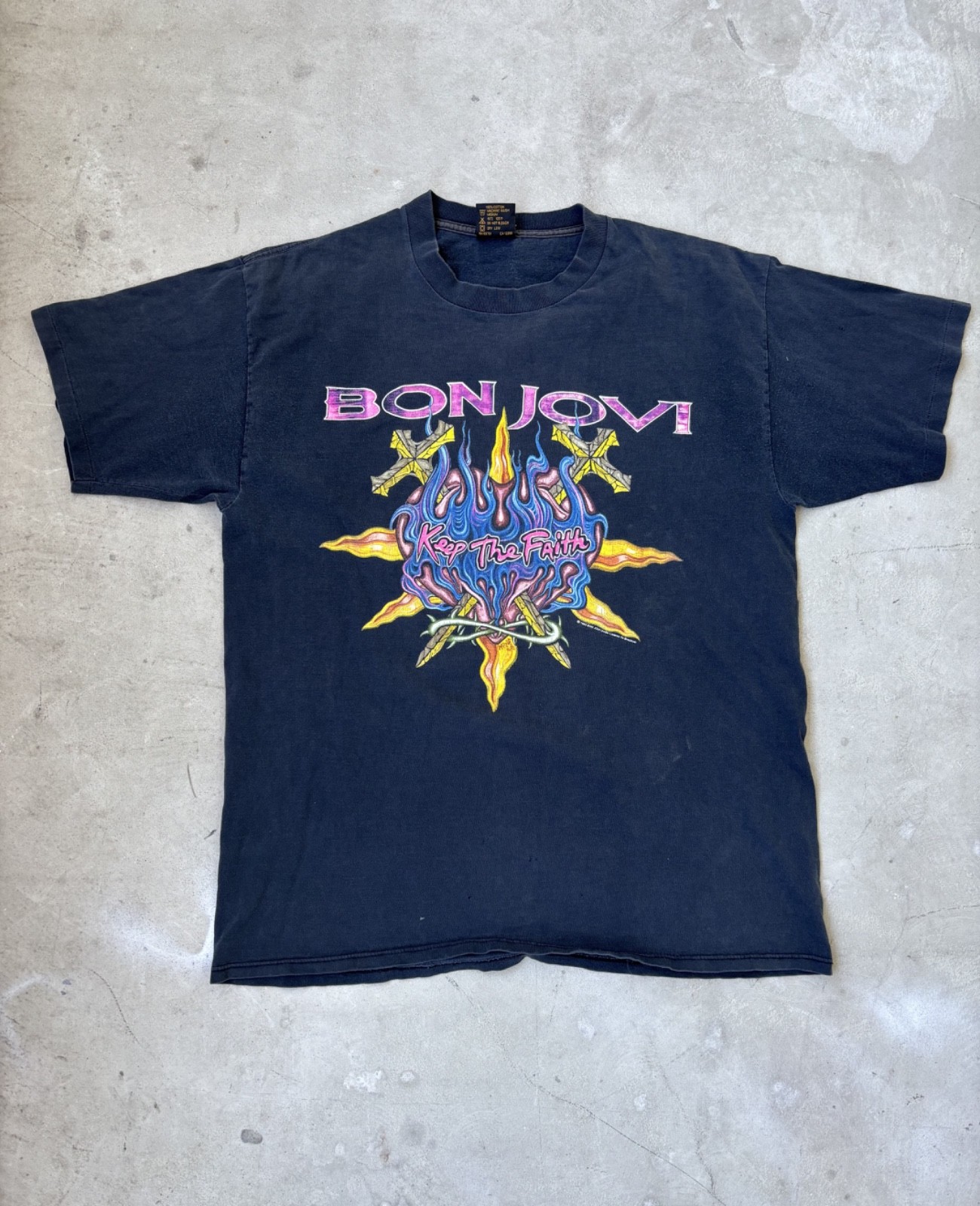Vintage 1993 Bon Jovi Keep The Faith Tour Shirt Brockum USA Single Stitch US/Can