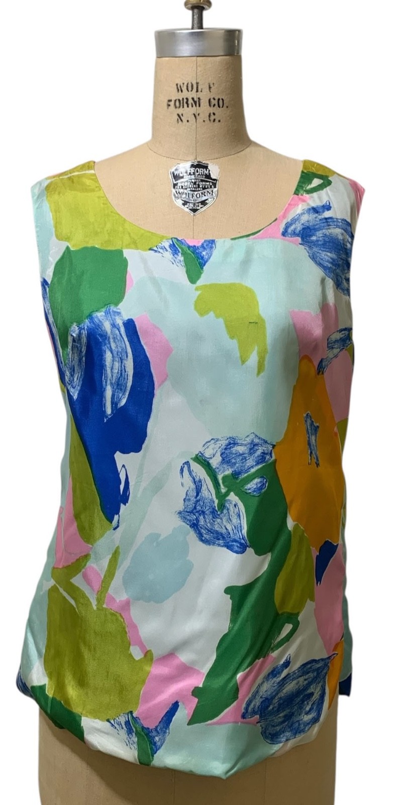 ALEX COLMAN Vintage 70s Women\'s Sleeveless Button Back Blouse Shirt - Sz M/L