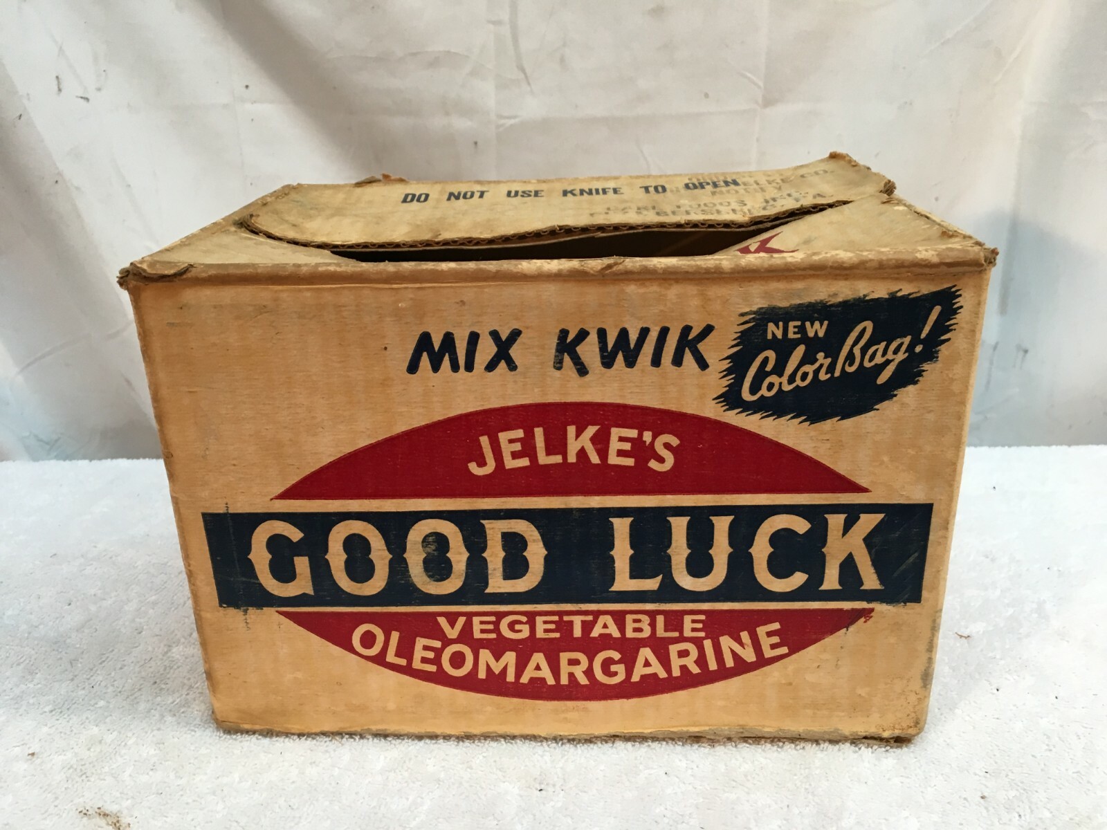 Vtg Advertising Jelke’s “GOOD LUCK” Oleomargarine Cardboard Box General Store Vtg Advertising Jelke’s “GOOD LUCK” Oleomargarine Cardboard Box General Store
