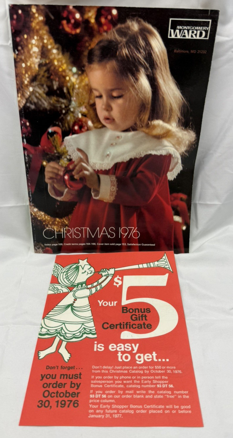 Vintage Montgomery Ward 1976 Christmas Catalog w/ Bonus $5 Gift Certificate