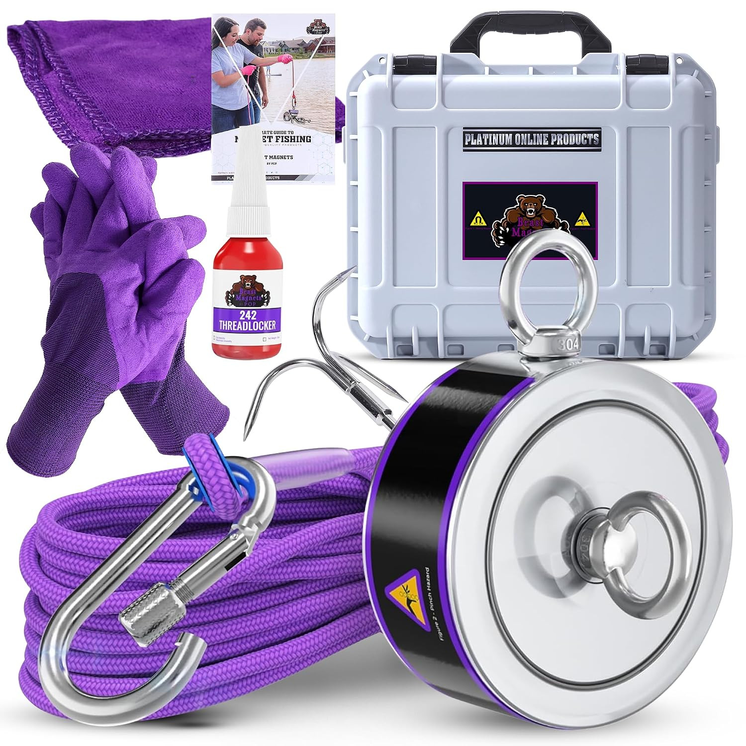 2600LB’s Complete Magnet Fishing Kit | Double Sided Fishing Magnet Kit with Case