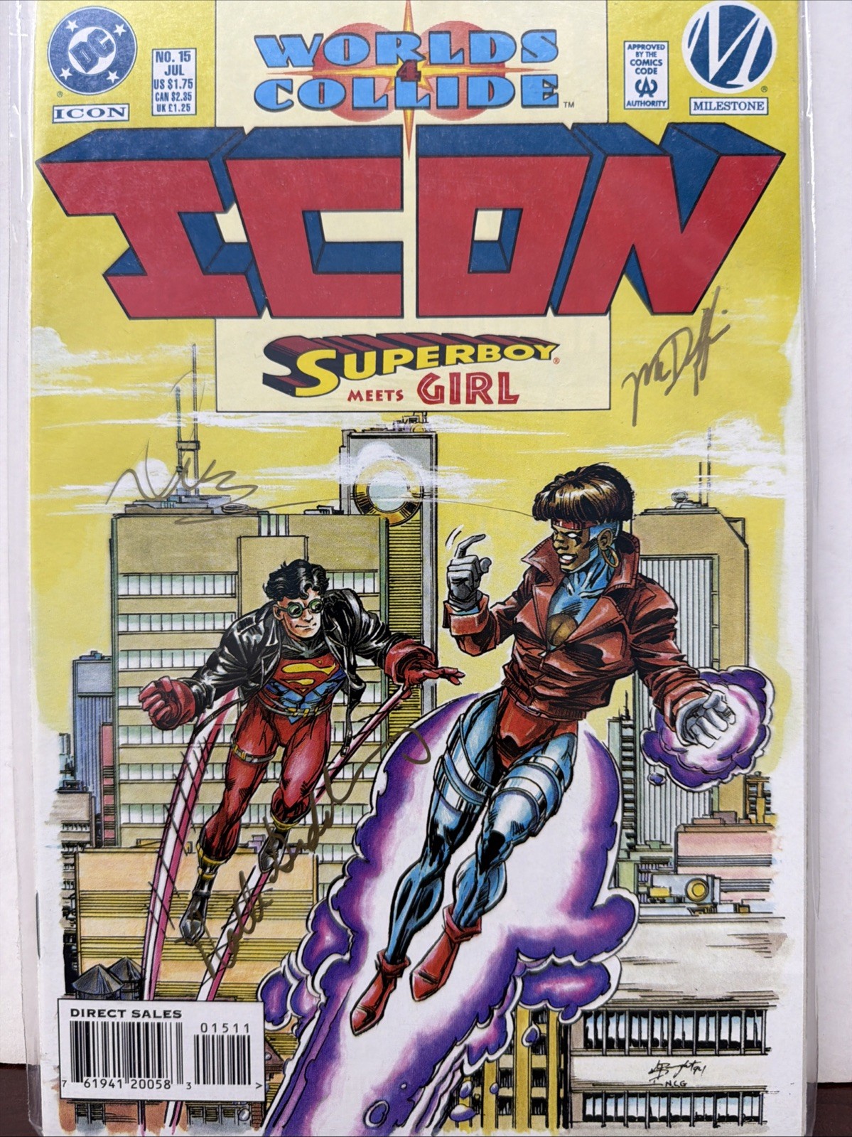Signed Worlds Collide Superboy Meets Girl Icon #15 (July, DC) Mint Signed COA Signed Worlds Collide Superboy Meets Girl Icon #15 (July, DC) Mint Signed COA