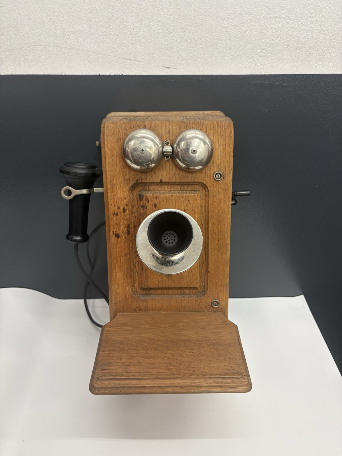 Antique Kellogg Oak Wall Telephone 5-Bar Magneto Pat 1901 WORKING BELL