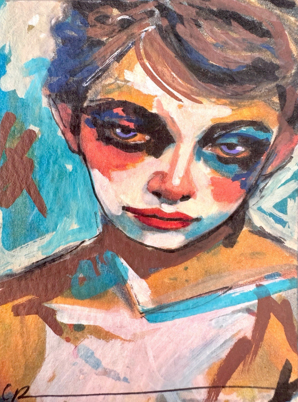 ACEO LIMITED EDITION SIGNED PRINT : I CRIED MY EYES VIOLET : OOAK : Art : TAZ