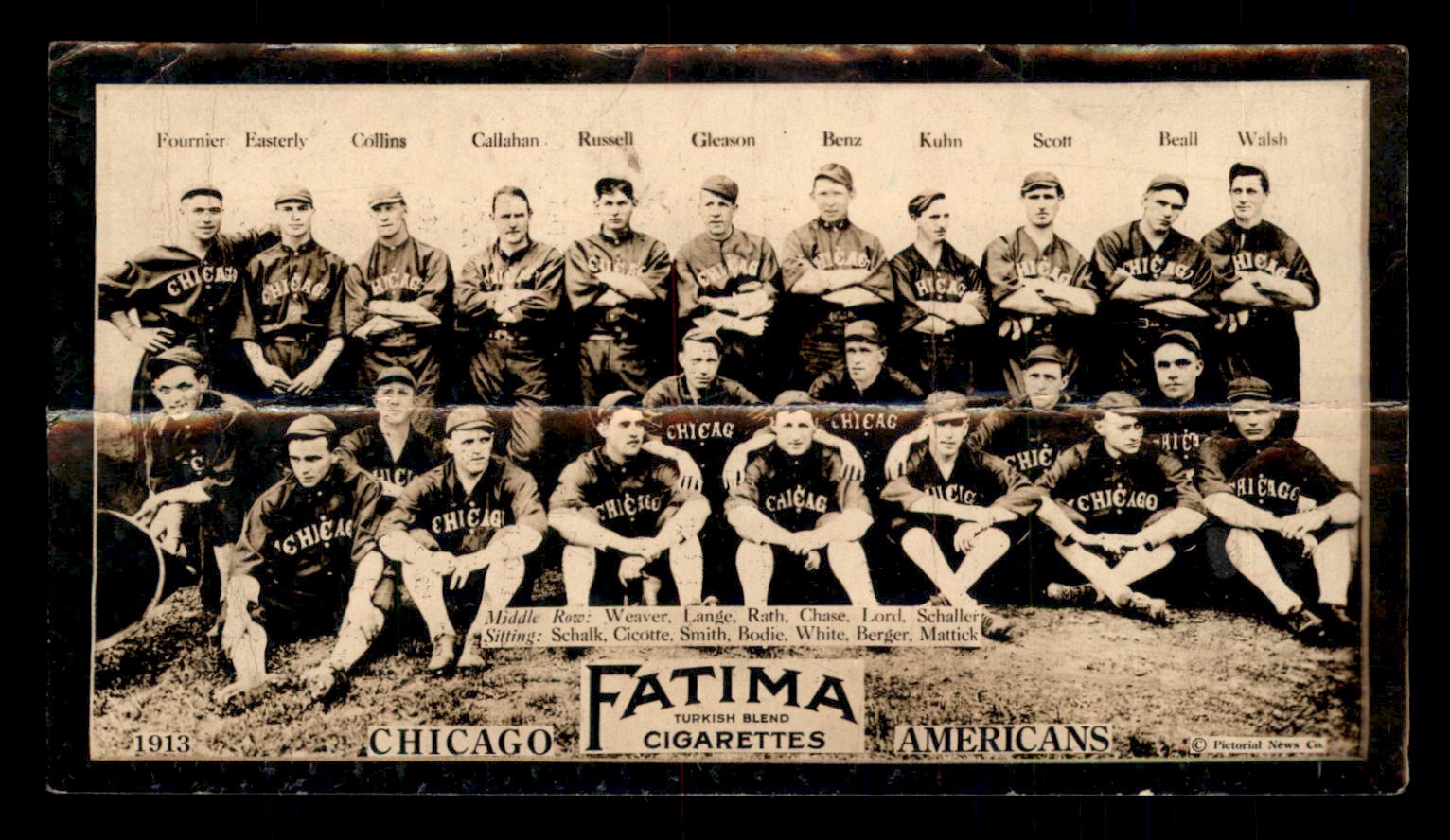 1913 T200 Fatima Team Card - Chicago White Sox Authentic