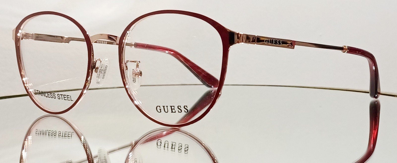 Originale GUESS GU2861-D 071 Eyeglasses BORDEAUX/ROSE GOLD New Metal 51-19-140