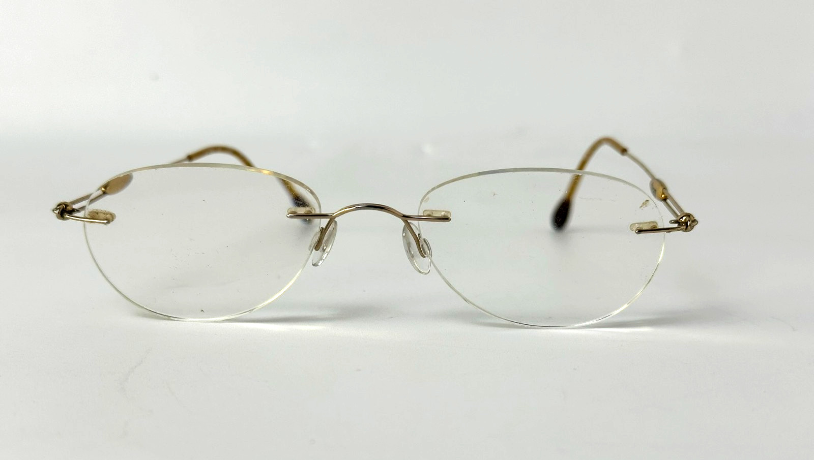 Silhouette Titan Eyeglasses Gold Titanium Rimless Oval Frame Used