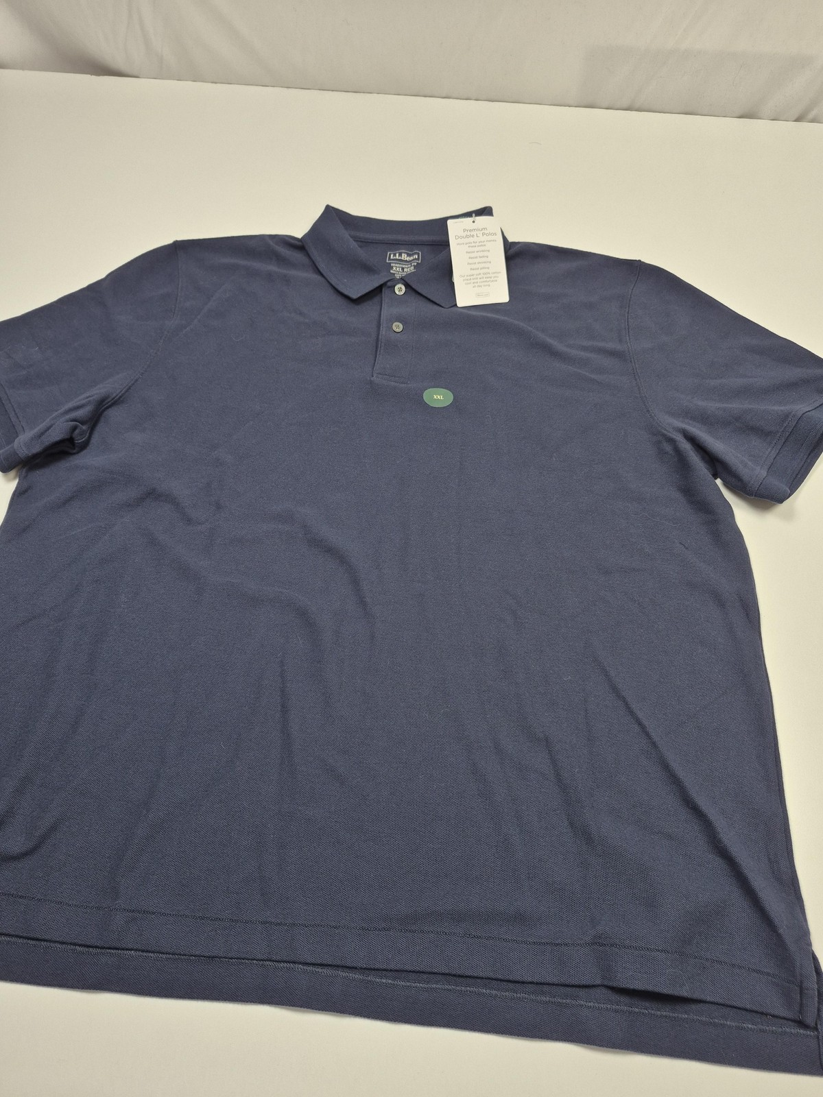 L.L. Bean Premium Double L Polo Shirt Mens 2XL Blue Short Sleeve Cotton Knit