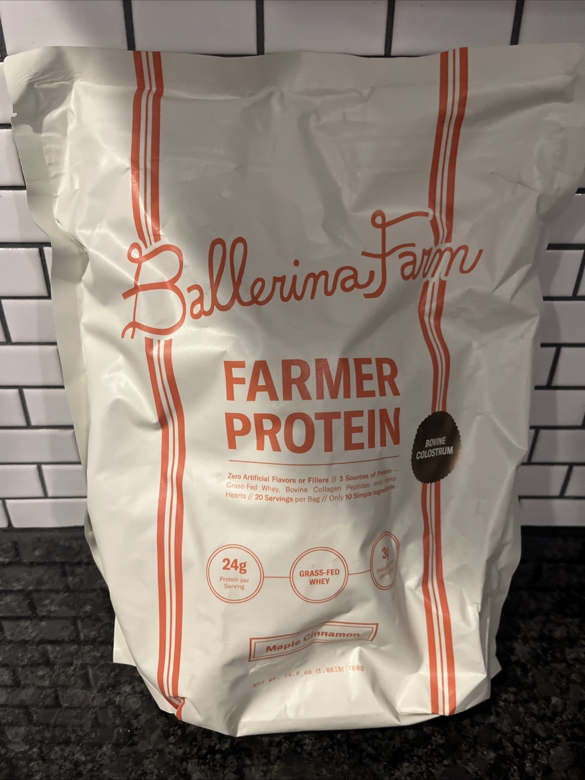 Ballerina Farm Grass Fed Whey Protein Powder, Maple Cinnamon, 24g Protein. 4/28 Ballerina Farm Grass Fed Whey Protein Powder, Maple Cinnamon, 24g Protein. 4/28