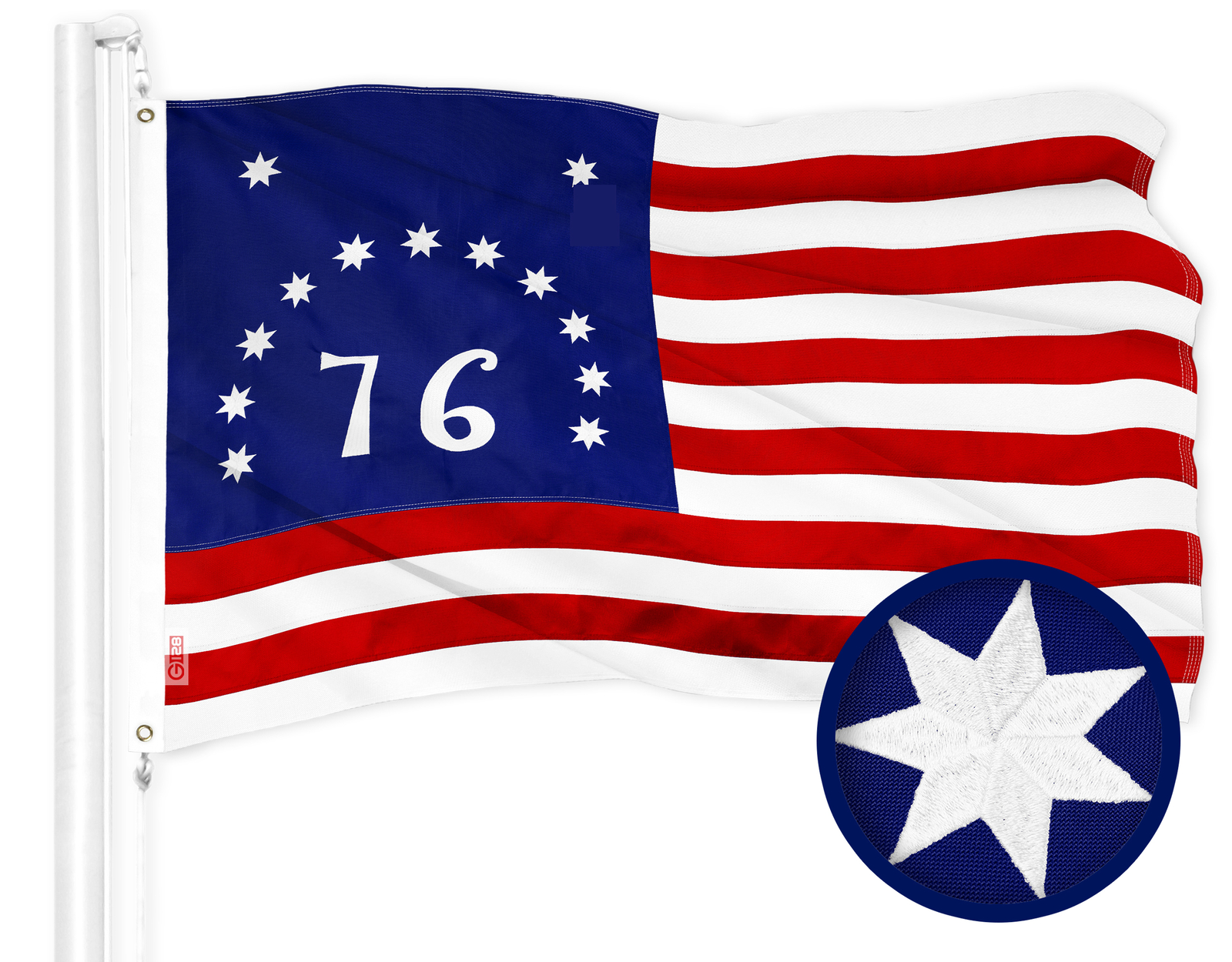 G128 Bennington 76 Flag 2.5x4 Ft ToughWeave Series Embroidered 210D Polyester