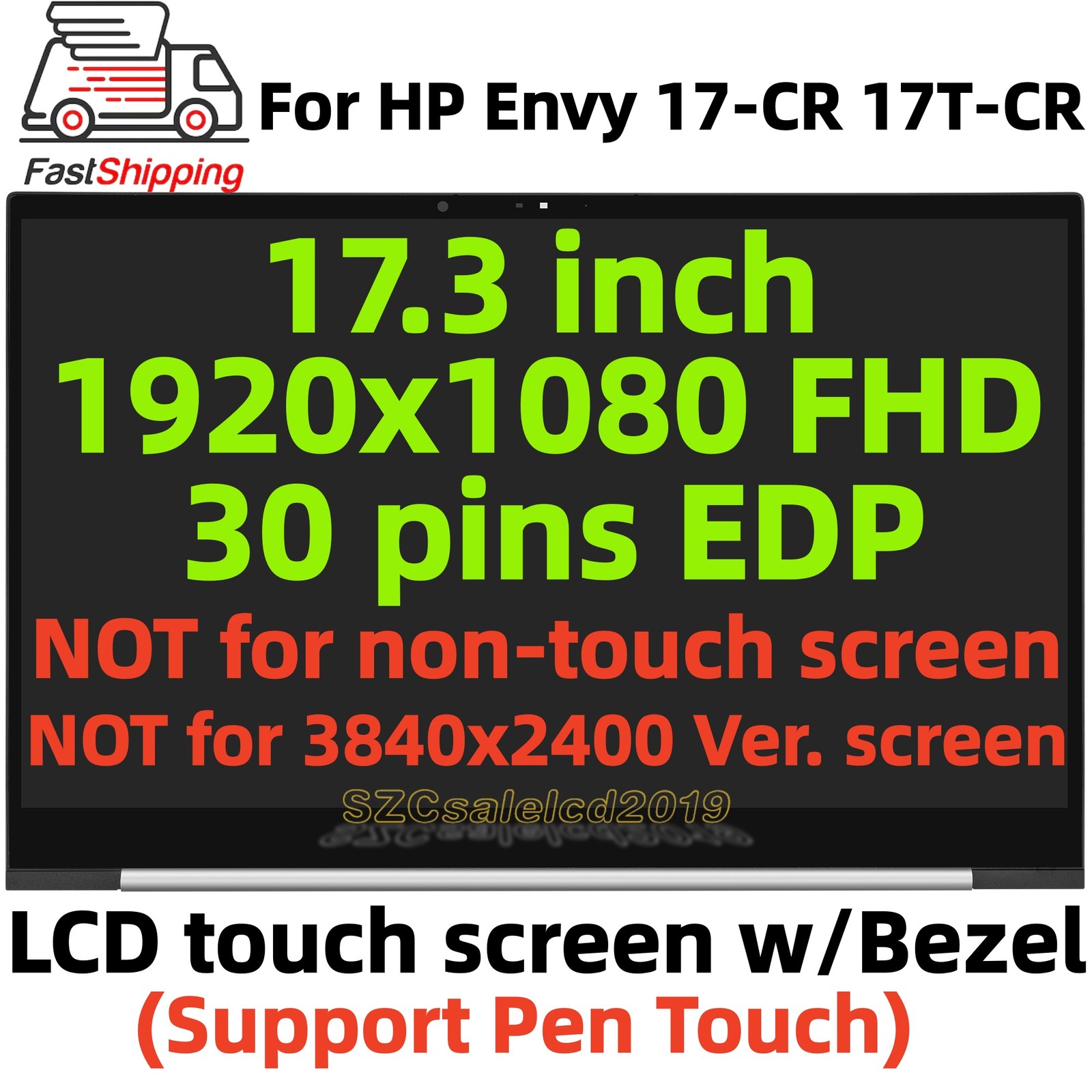 17.3in for HP Envy 17-CR 17-CR1025CL 17-CR1045CL LCD Touch Screen Assembly FHD