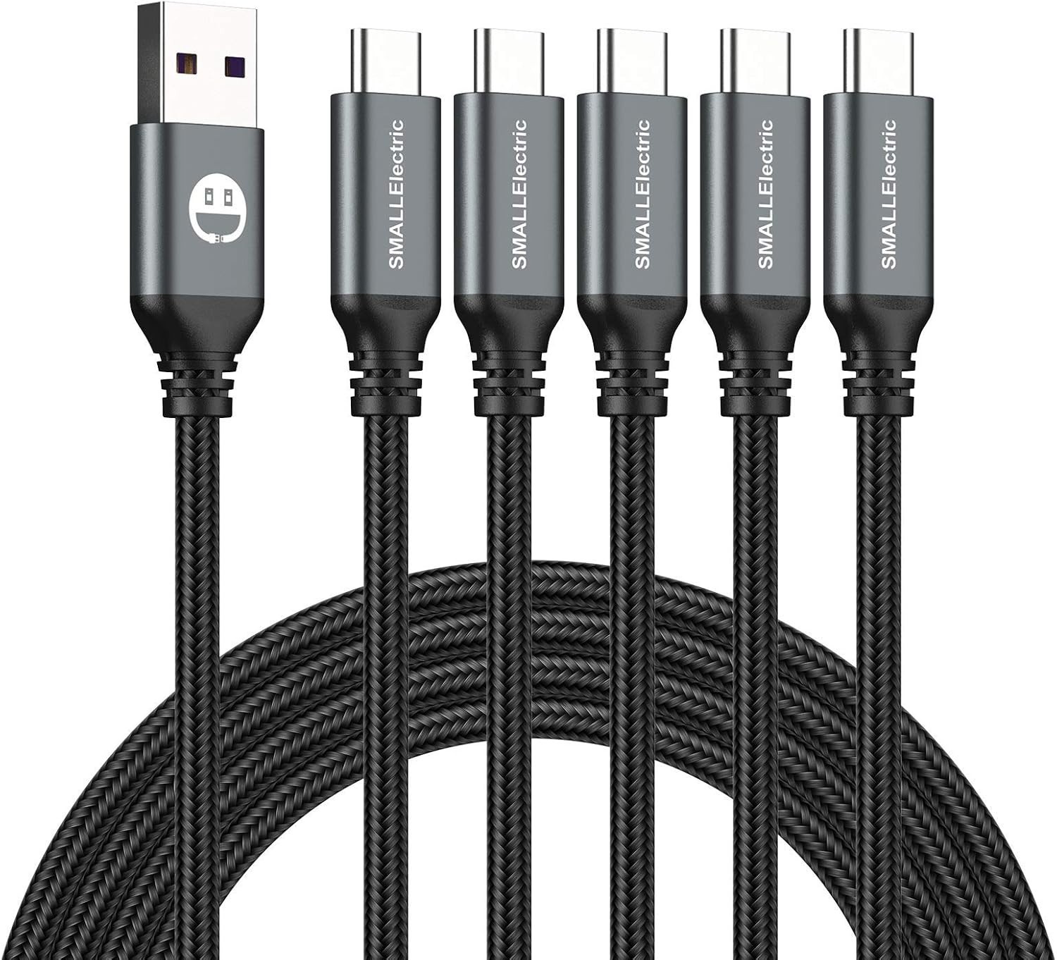 5 Pack 10FT USB A to USB C Fast Charging Cable Braided Cord iPhone 17 16 15 Gray