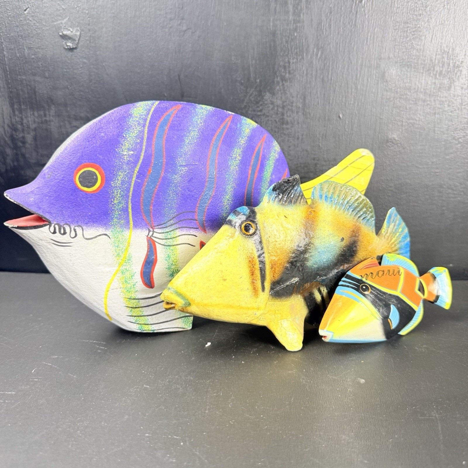 Vintage Ben Diller Maui Hawaii Pottery Art Fish Lot Humuhumunukunukuapuaa Dishlp