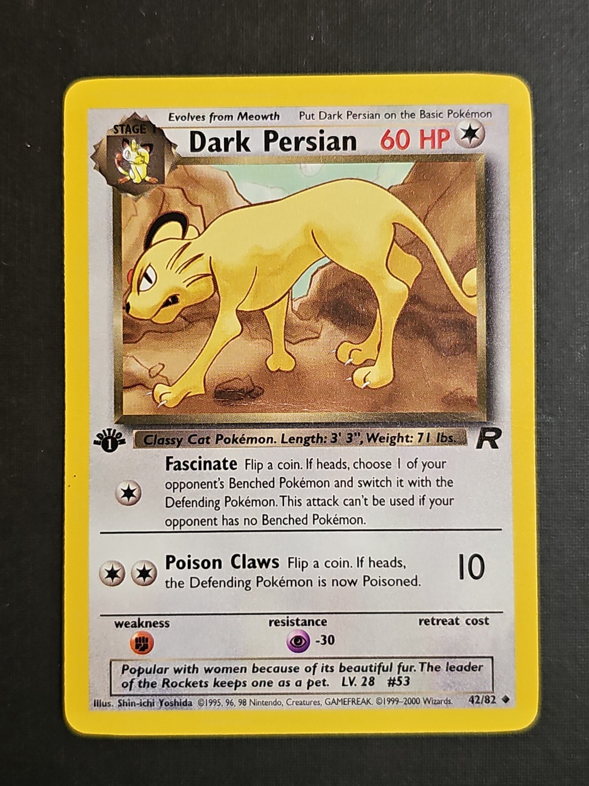 Dark Persian 42/82 1st Edition Team Rocket MP Pokémon TCG Dark Persian 42/82 1st Edition Team Rocket MP Pokémon TCG