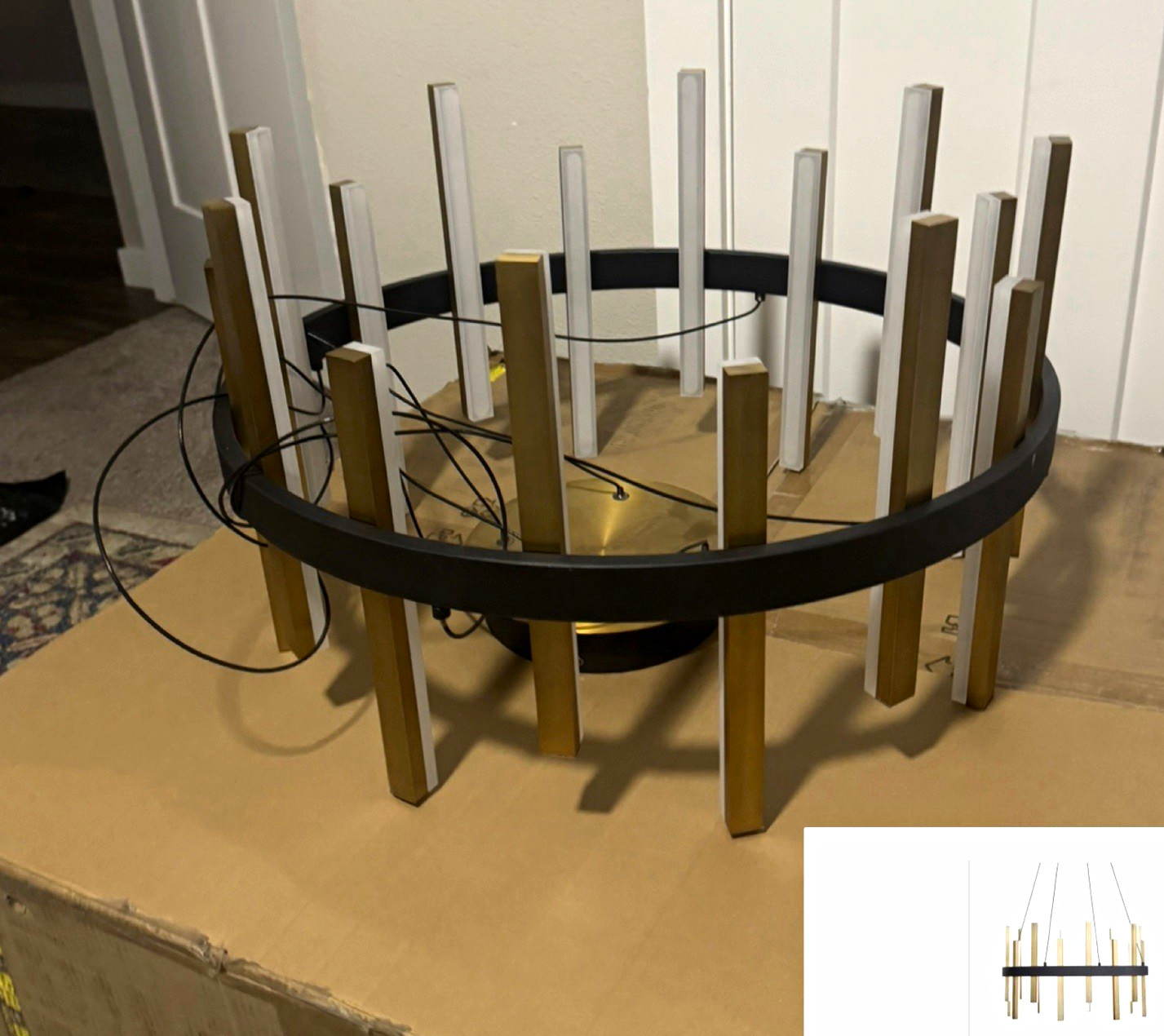 Modern Forms 24in 16-Light LED Drum Chandelier Black/Aged Brass PD-87924-BK/AB