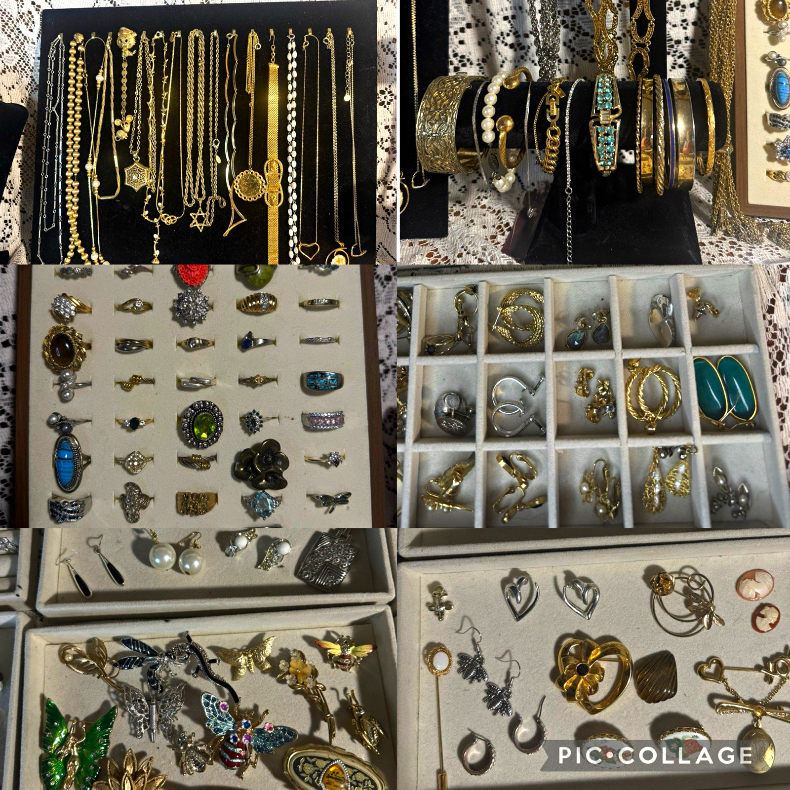 Mixed Lot Vintage Costume Jewelry 170+ Pieces Metal Gold/Silver Pearl Necklaces