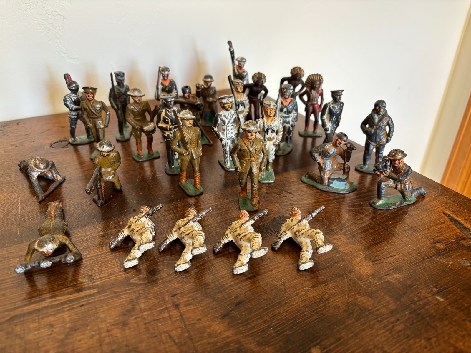 Vintage Barclay Military and Indian figurines circa 1930-1940; 29 pcs.