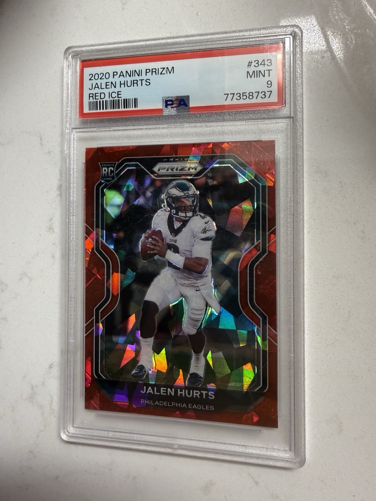 Panini Prizm 2020 Jalen Hurts Red Ice Prizm Rookie #343 PSA 9 Eagles