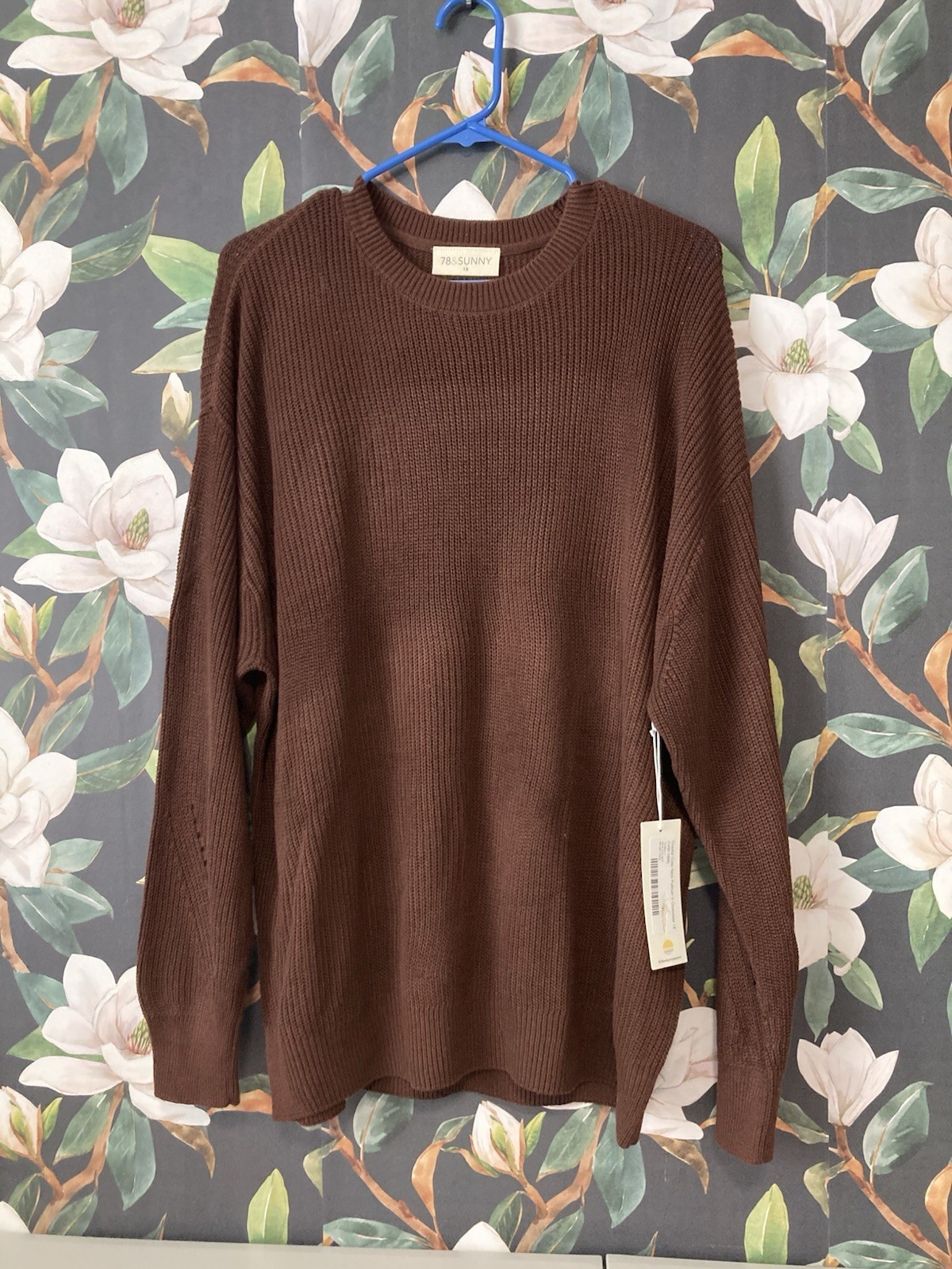 NEW 78 & Sunny Coastal Crew Neck Pullover Women\'s Size 1X Chocolate