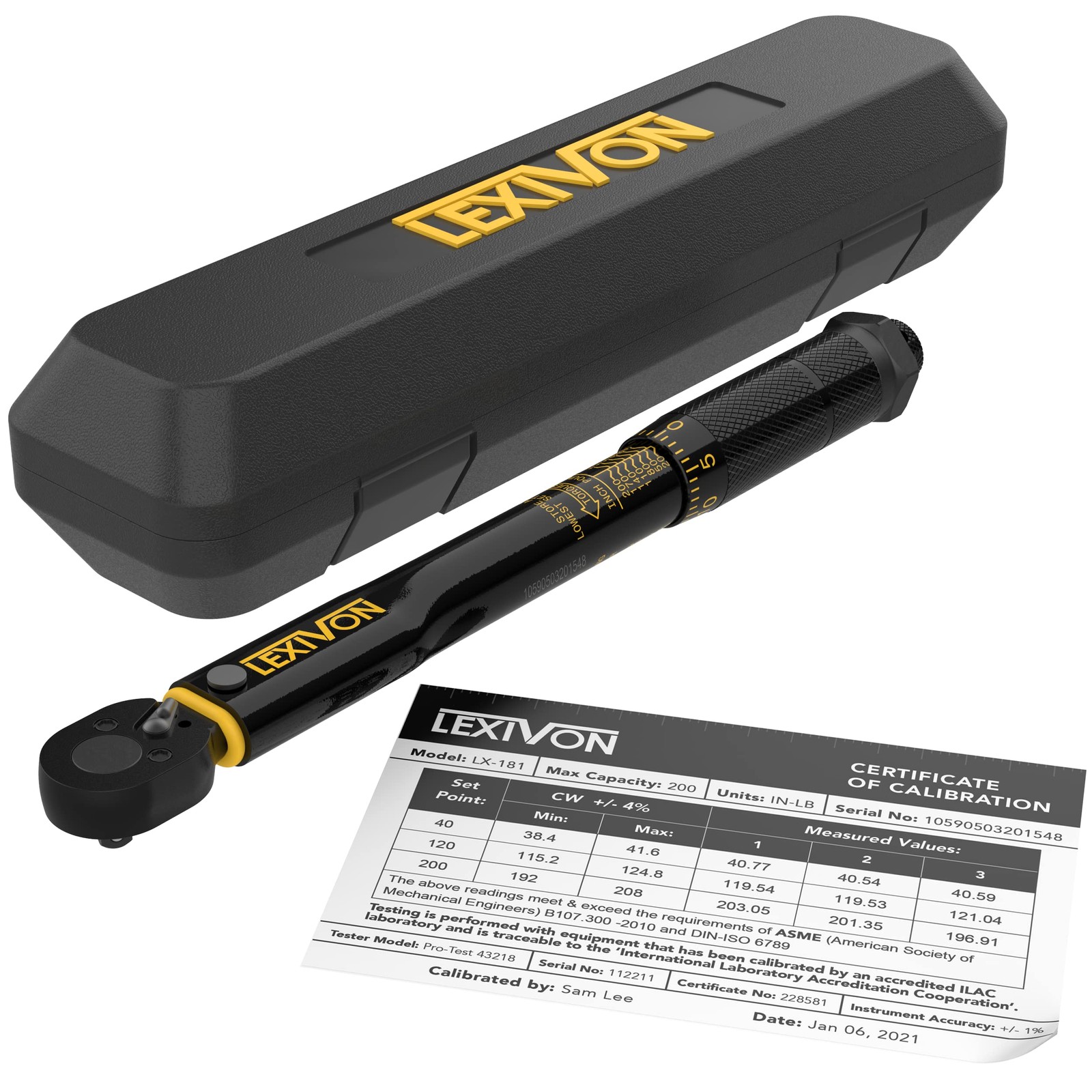 LEXIVON Inch Pound Torque Wrench 1/4Inch Drive | 20~200 inlb/2.26~22.6 Nm LX181