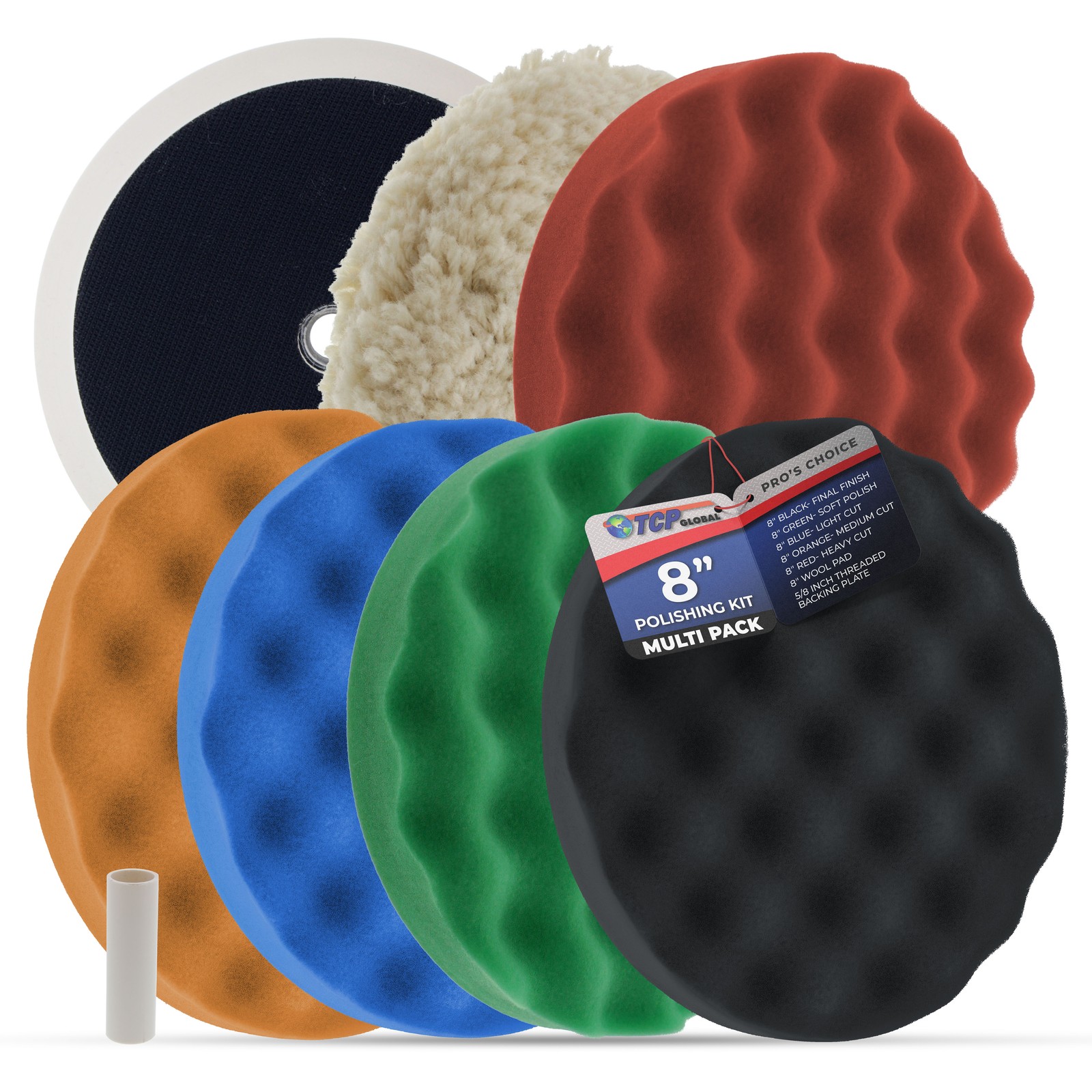 Waffle Foam & Wool Buffing & Polishing Pad Kit w/ 6 - 8\