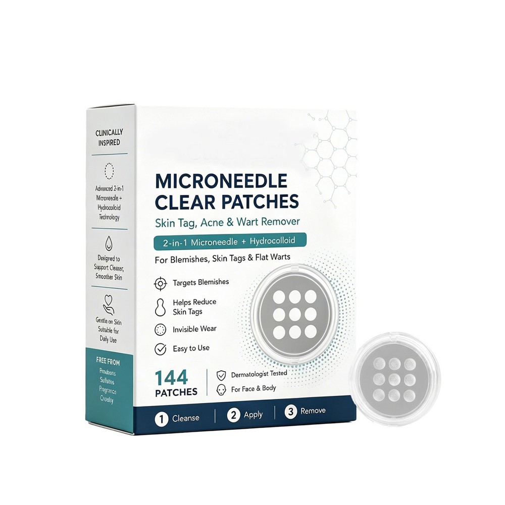 1/2X Curalona 2-in-1 Microneedle Patches,Hydrocolloid Skin Tag Wart Acne Remover