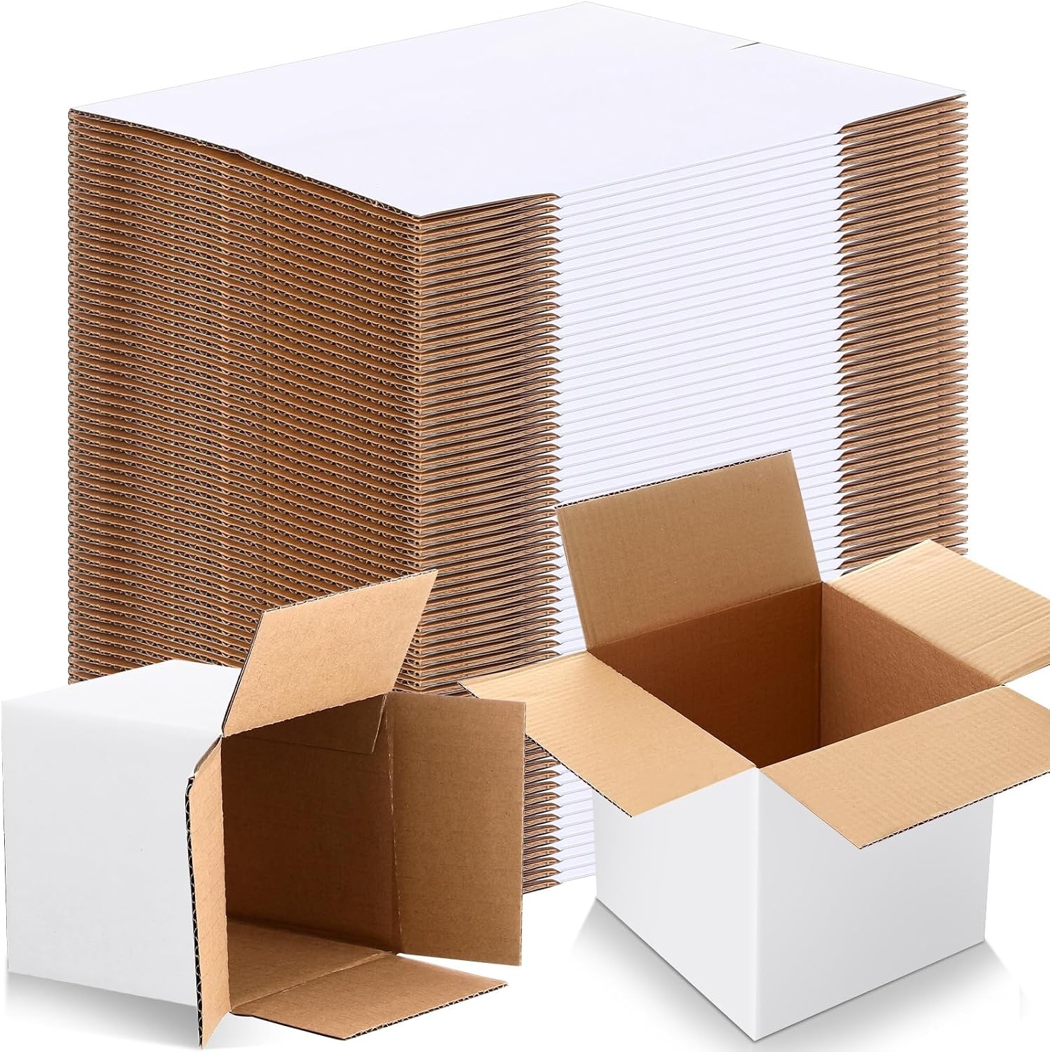 100 Pcs Shipping Boxes 4 x 4 x 4 Inch, Small Corrugated Cardboard, Mailing