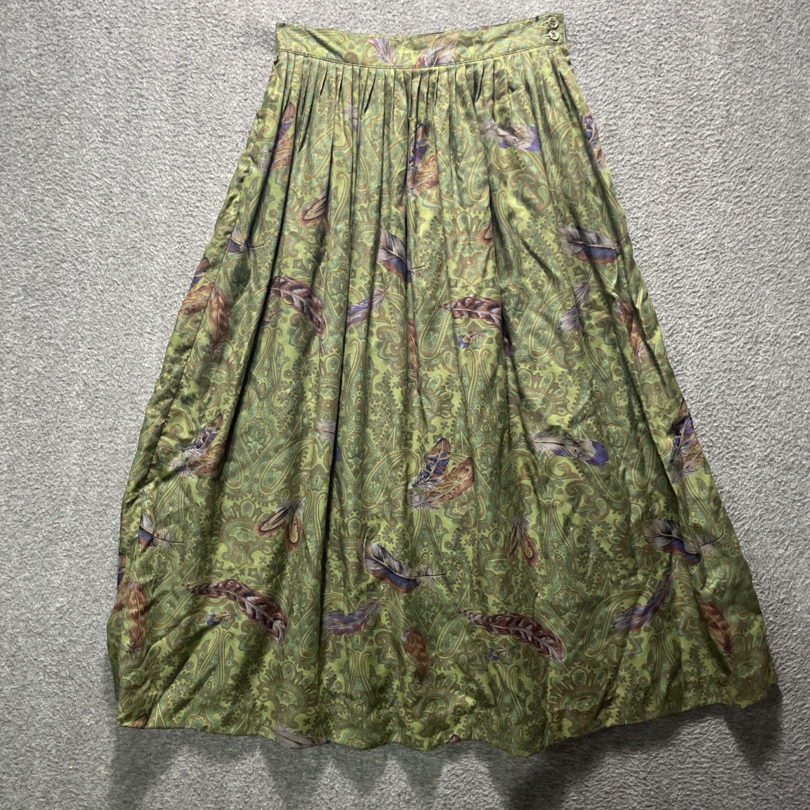 80s Vintage Herman Geist Equestrian Midi Skirt Cottagecore Romantic 10 Green