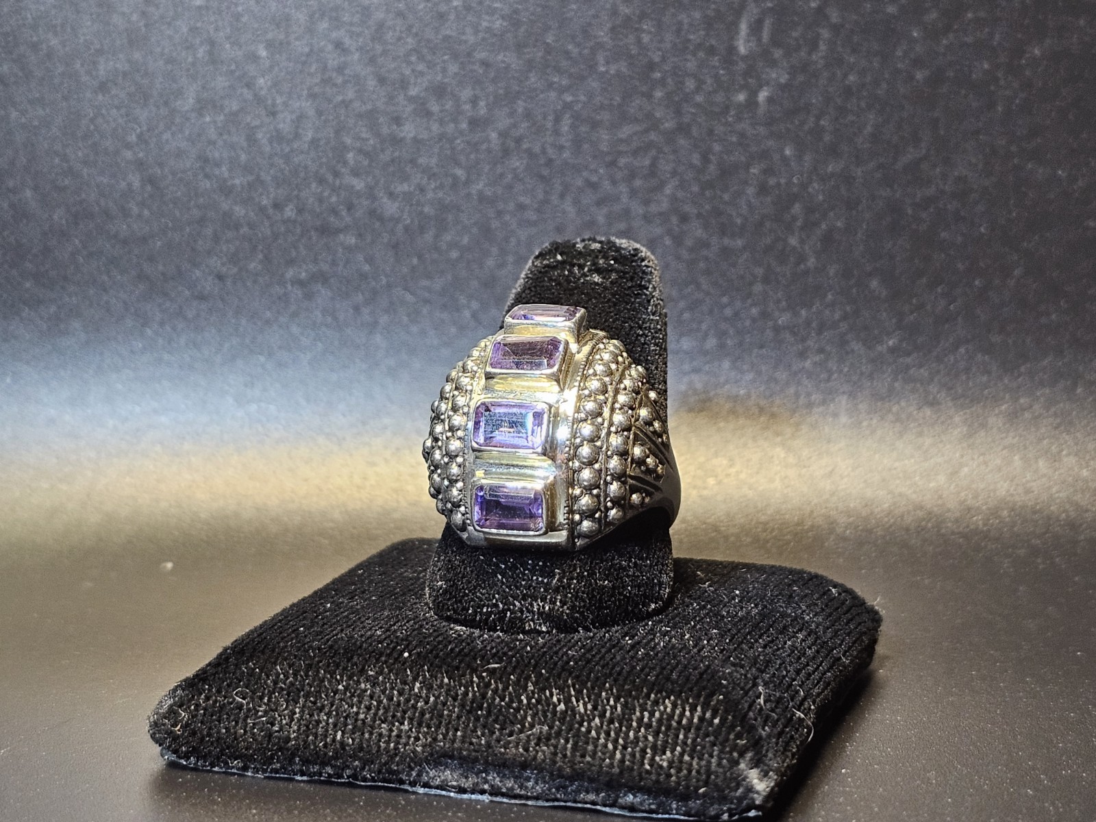 Vintage Nicky Butler NB 925 Sterling Silver Amethyst Dome Ring Size 9 India...