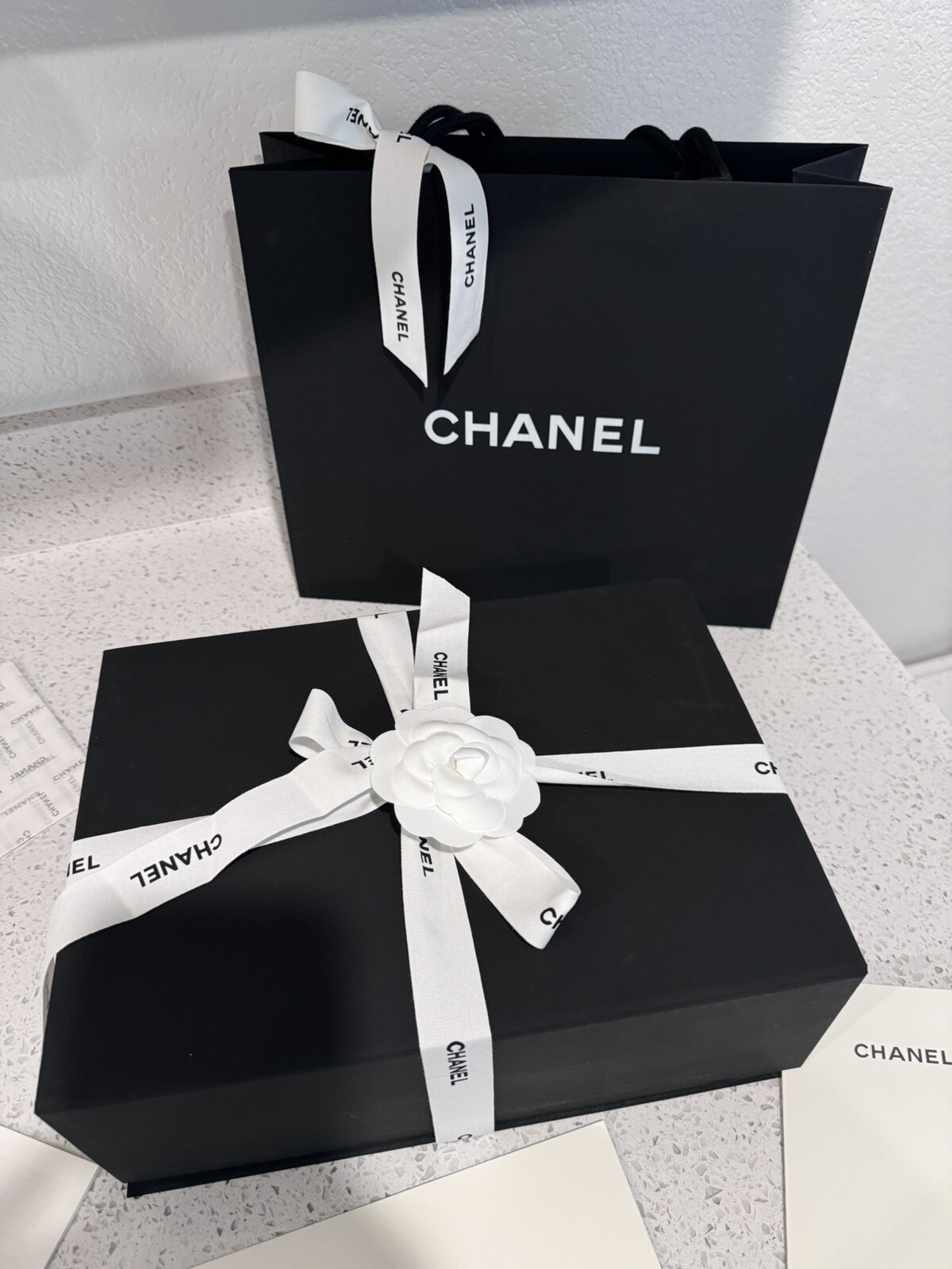Magnetic CHANEL Box Empty Gift Box 12” X 8” X 4” With Shopping Bag,Ribbon-flower Magnetic CHANEL Box Empty Gift Box 12” X 8” X 4” With Shopping Bag,Ribbon-flower