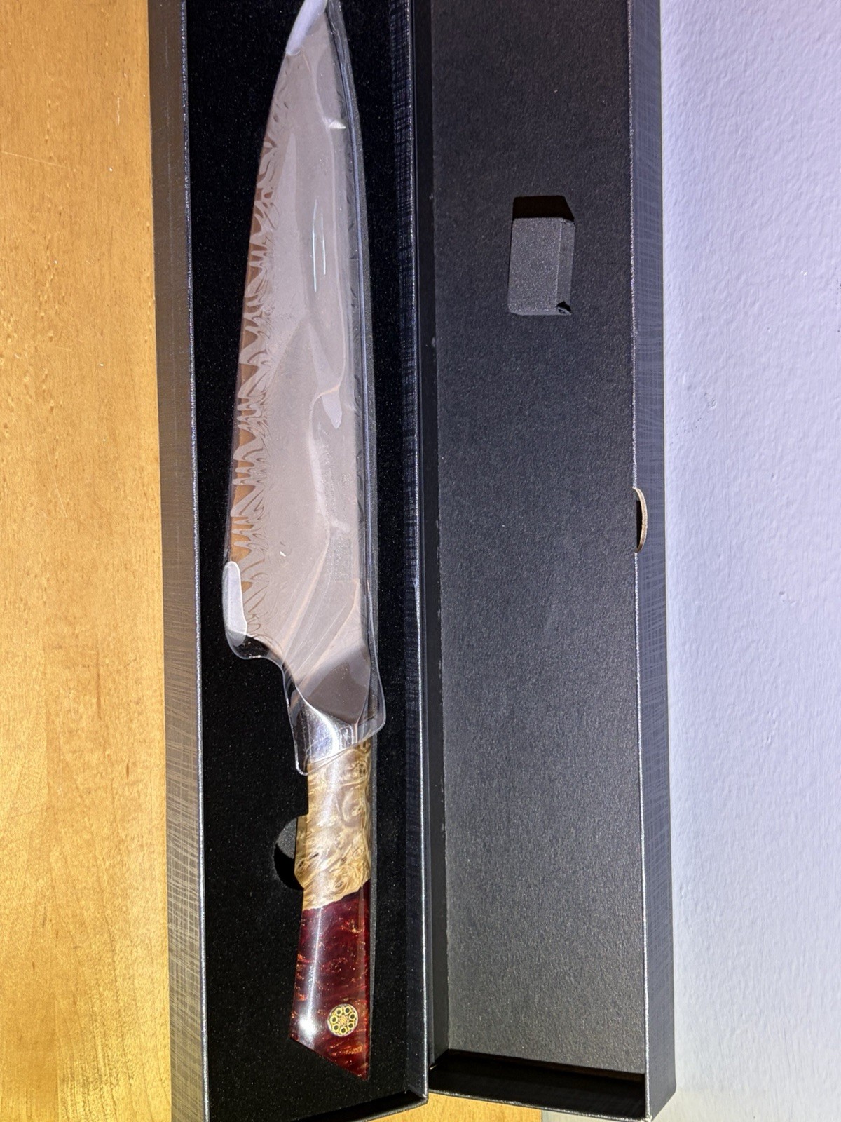 SHAN ZU White Tiger 8” SG2 Damascus Chef Knife 91 Layer Maple Handle Box