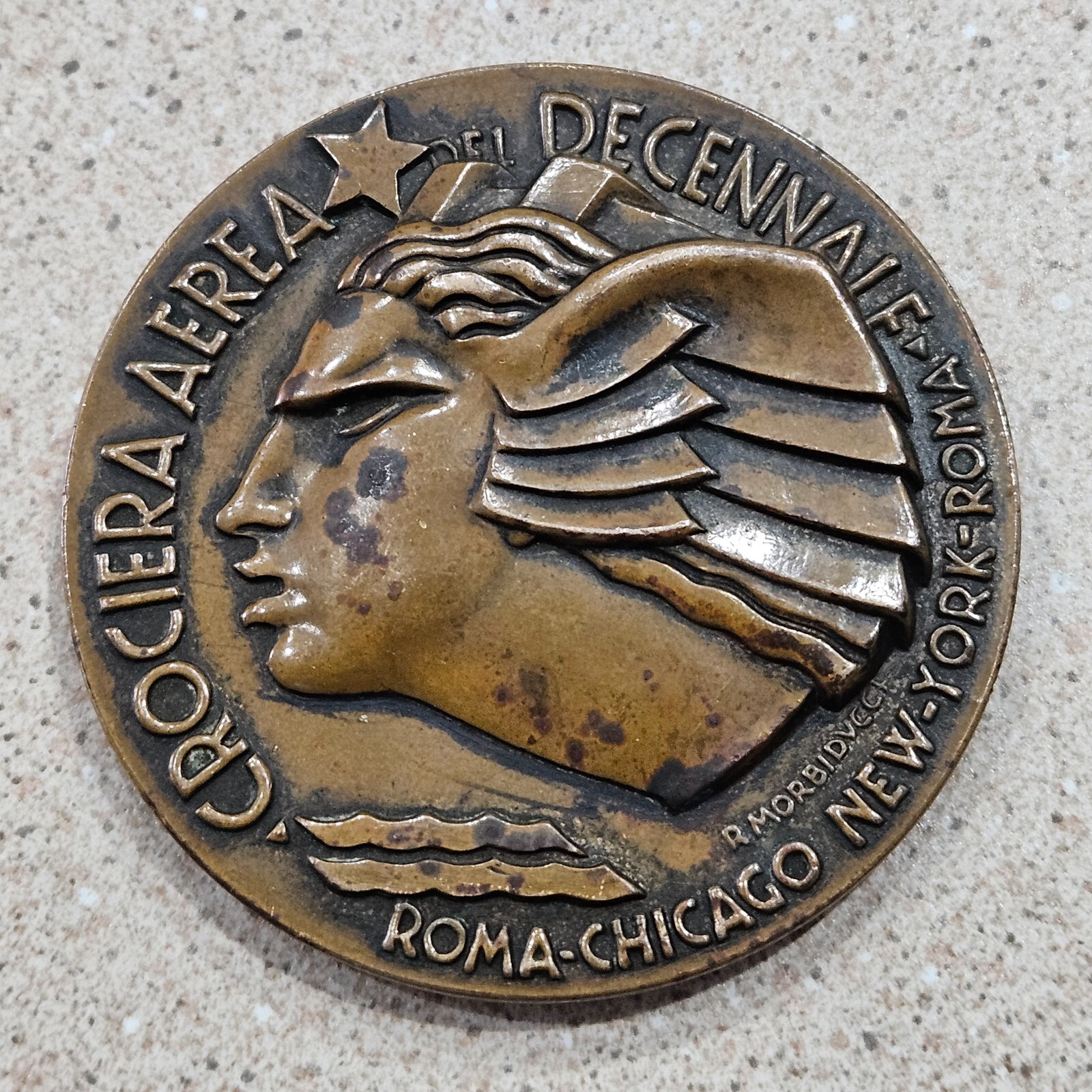 1933 10th Anniversary Italo Balbo's Transatlantic Sea Planes Flight Medallion