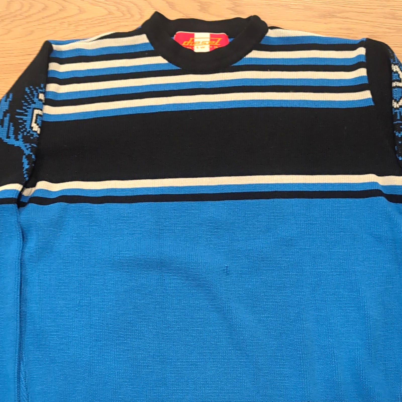 Diesel Women\'s Teens Knit Pullover Sweater Crew Neck Striped Logo Blue Black