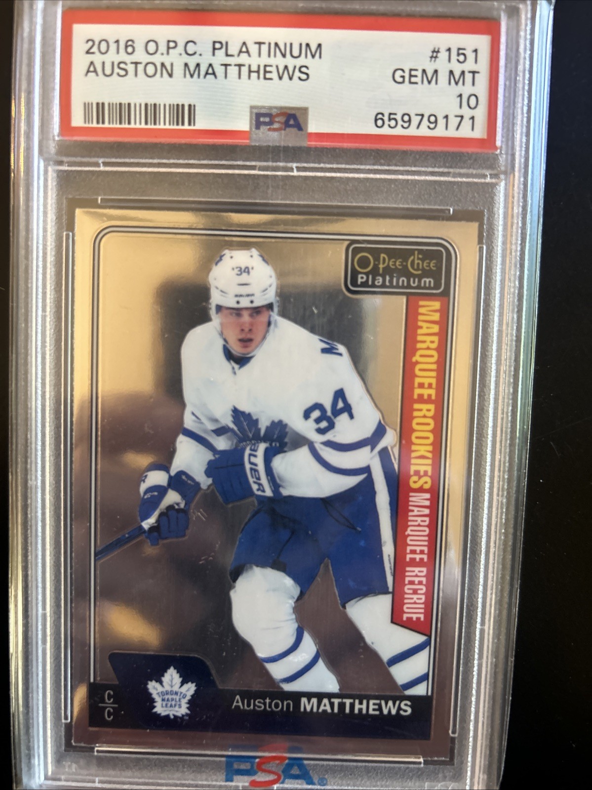 2016-17 O-Pee-Chee Platinum - Marquee Rookies Auston Matthews #151 (RC) PSA 10 2016-17 O-Pee-Chee Platinum - Marquee Rookies Auston Matthews #151 (RC) PSA 10
