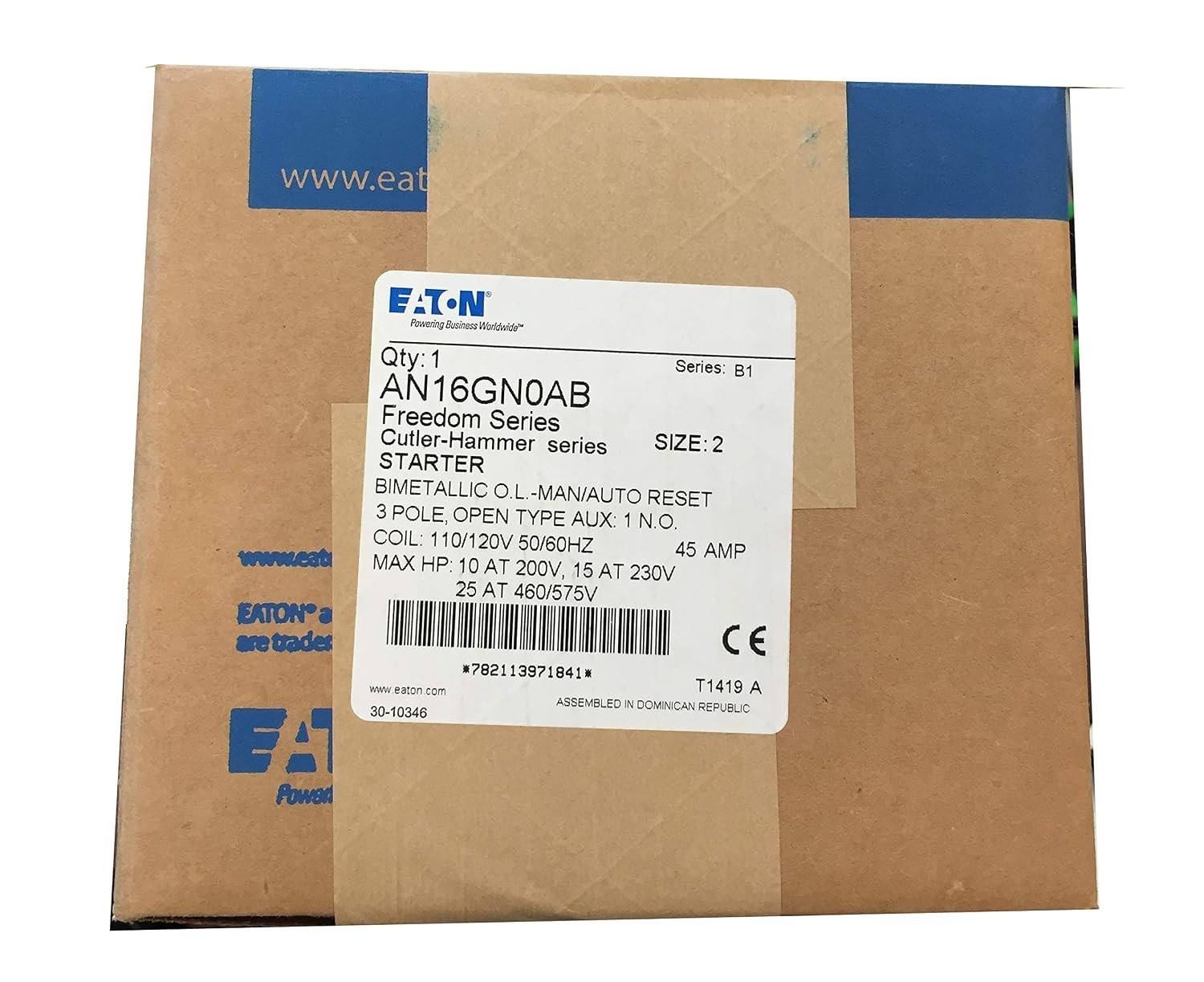 EATON AN16GN0AB NEMA 3P STR SIZE 2 120V COIL AN16GNOAB CUTLER HAMMER **Sealed** EATON AN16GN0AB NEMA 3P STR SIZE 2 120V COIL AN16GNOAB CUTLER HAMMER **Sealed**