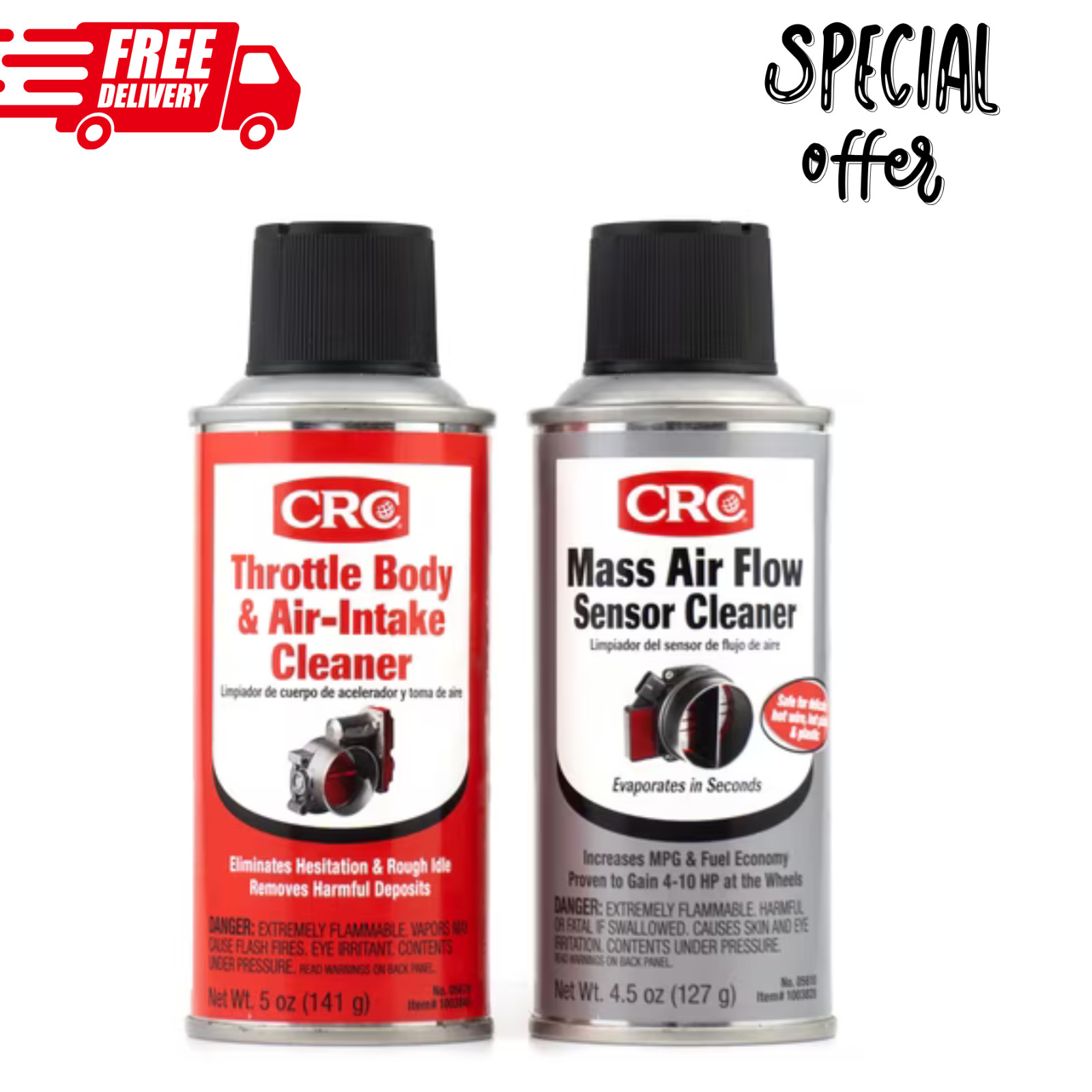 CRC 05111 MAF Mass Air Flow Sensor & Throttle Body Intake Cleaner Twin Pack Kit.
