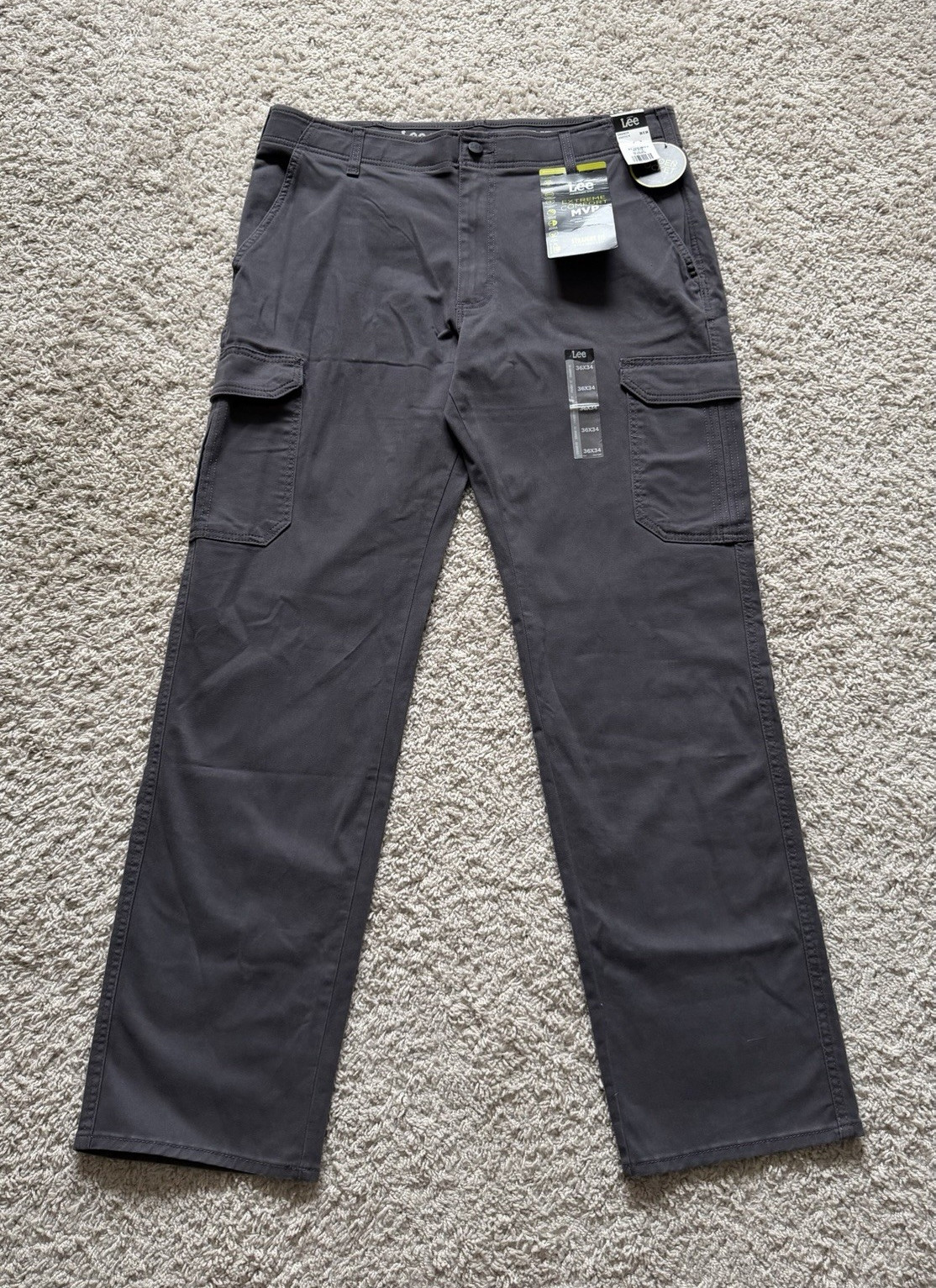 Lee - Extreme Comfort MVP Engineer Straight Fit Cargo Pants 36x34 Gray NEW wTags