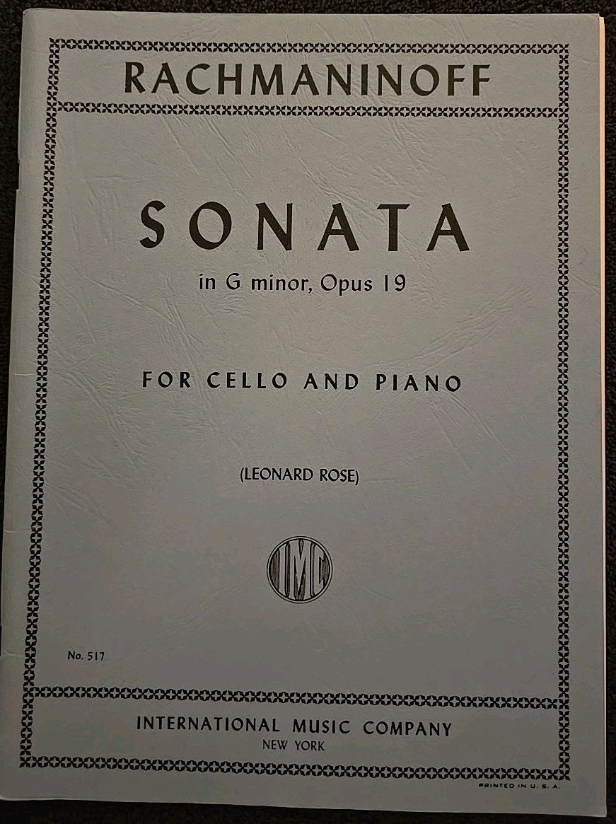 RACHMANINOFF SONATA in G minor, Opus 19 For Cello and Piano IMC 517 Rose