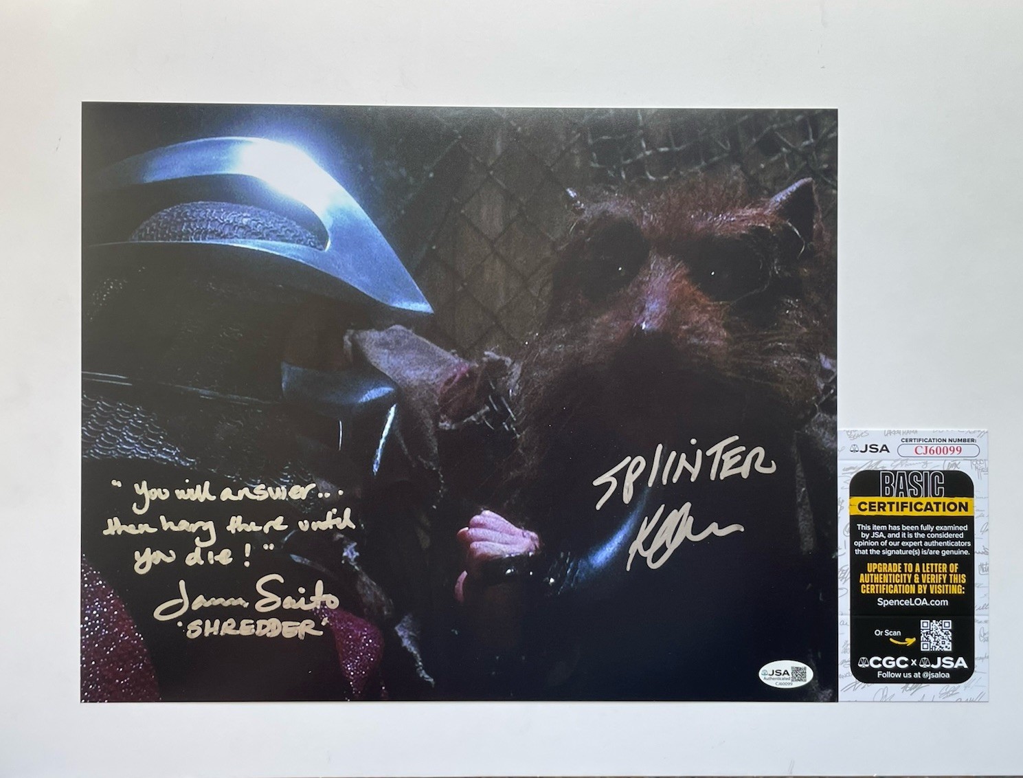 Kevin Clash & James Saito Signed 11x14 Phot JSA Authentic TMNT Shredder Splinter