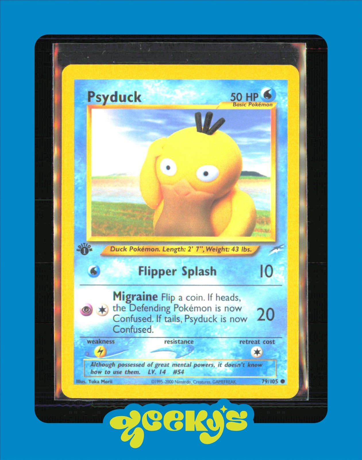 Psyduck 79/105 Common Neo Destiny Pokemon 1st Edition Yuka Morii LP