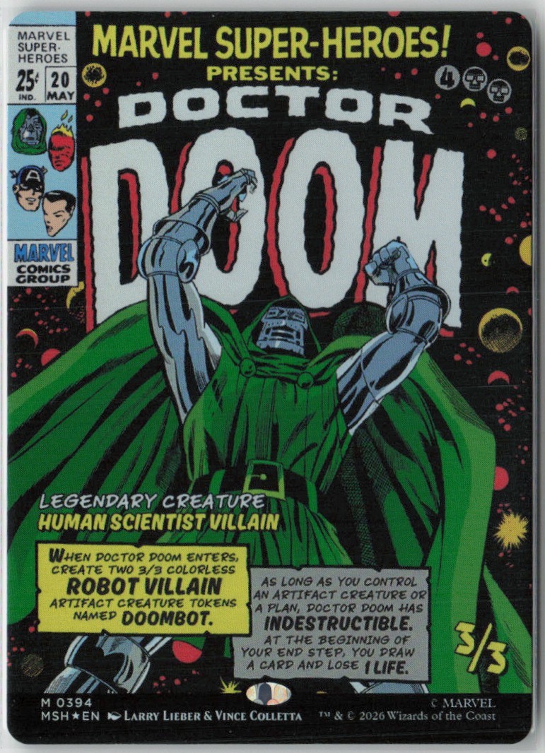 Mtg Doctor Doom (Borderless Foil ) (0394) - Marvel Super Heroes NM Comic Art
