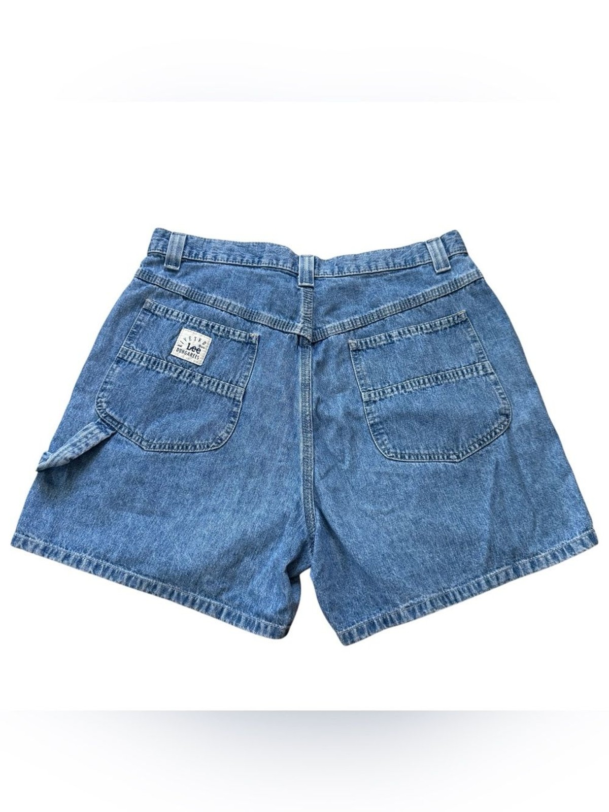 Vintage Lee Riveted Dunagrees Denim Carpenter Shorts High Waisted Mom SZ 14 MED Vintage Lee Riveted Dunagrees Denim Carpenter Shorts High Waisted Mom SZ 14 MED