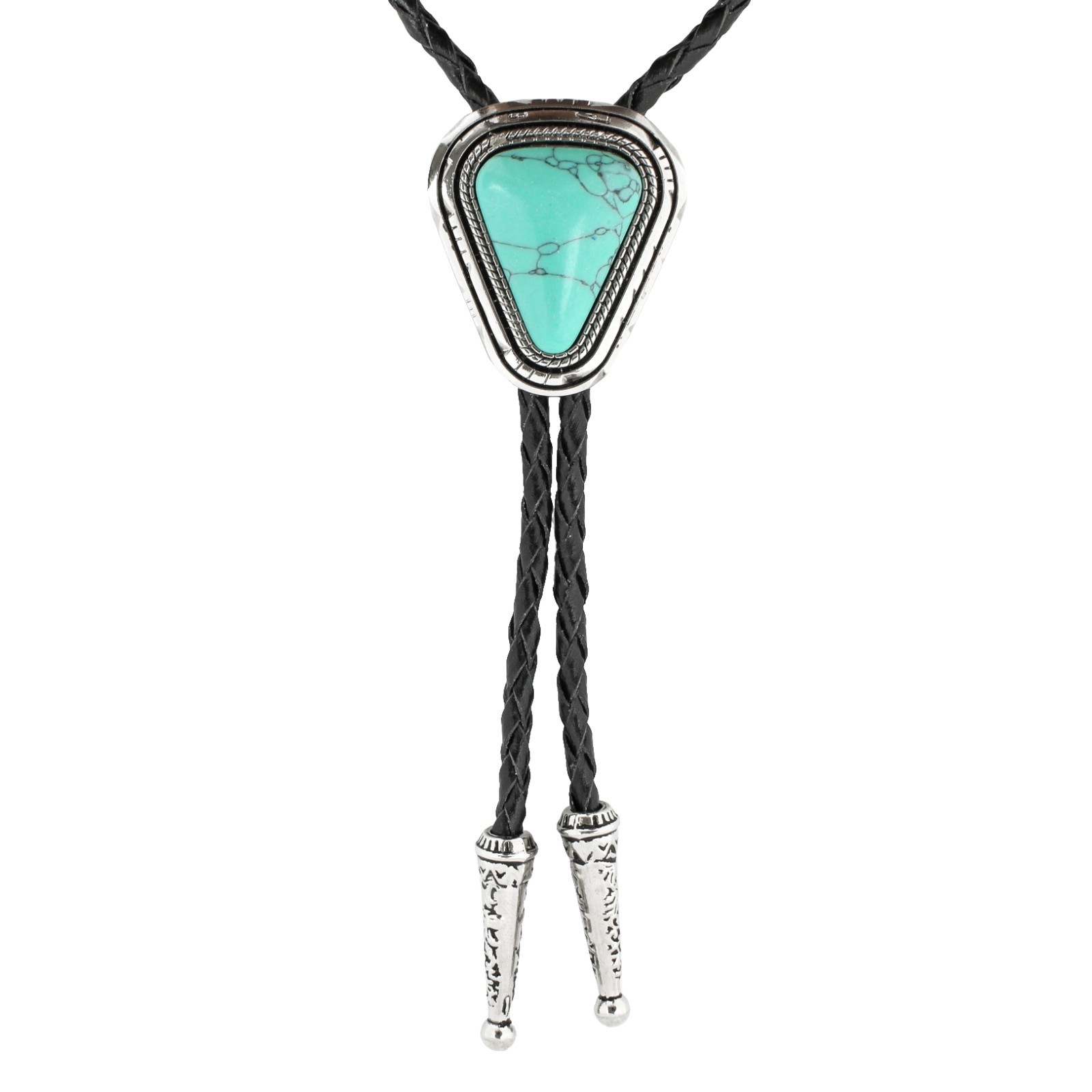 Teardrop Natural Real Turquoise Stone Bolo Tie 40\ Teardrop Natural Real Turquoise Stone Bolo Tie 40\